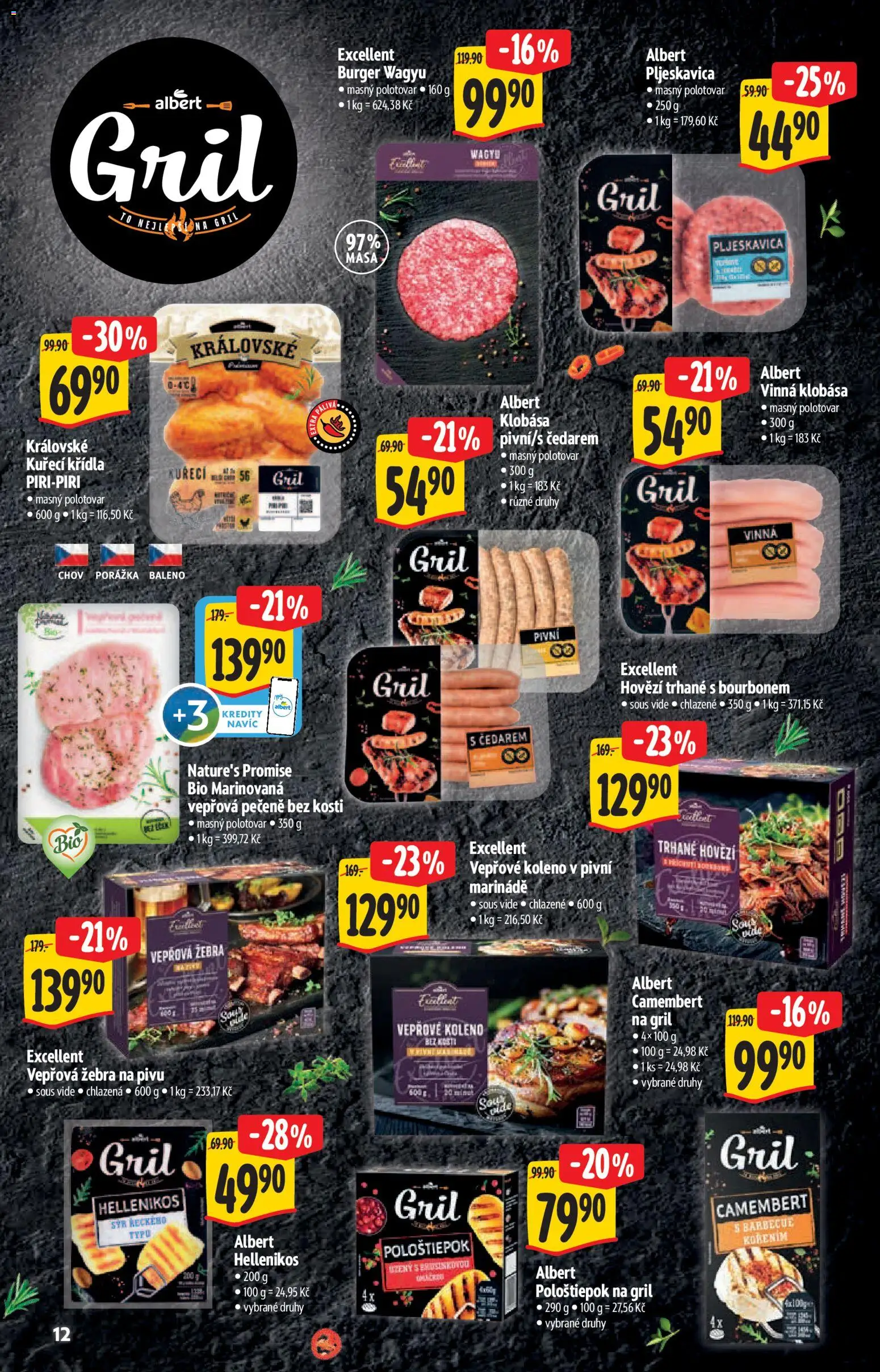 Albert katalog - Hypermarket - Léto od 17.06.2026 | Strana: 12 | Produkty: Burger, Vepřová pečeně, Klobása, Camembert