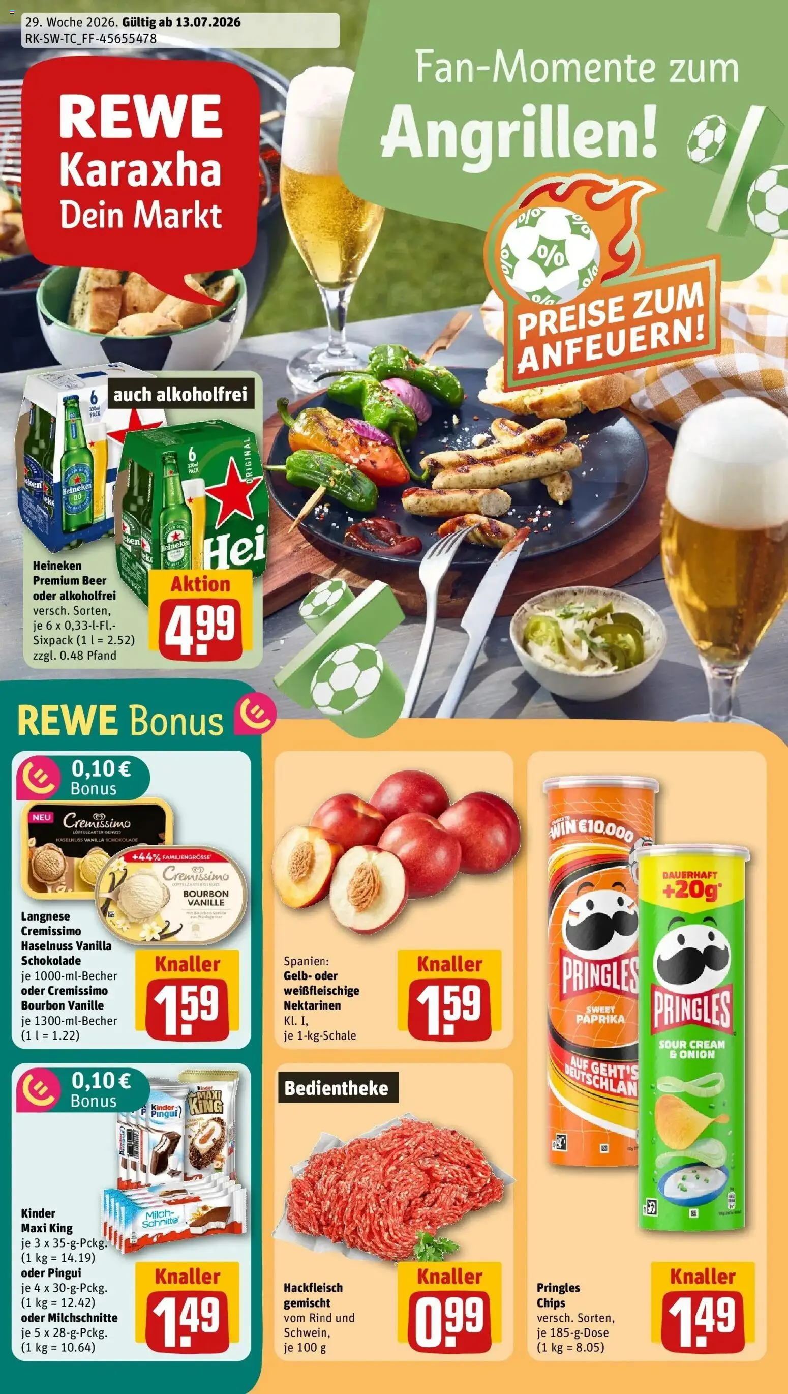 Rewe Prospekt Konstanz / Petershausen – gültig ab 13.07.2026 | Seite: 1 | Produkte: Milch, Nektarinen, Bourbon, Hackfleisch