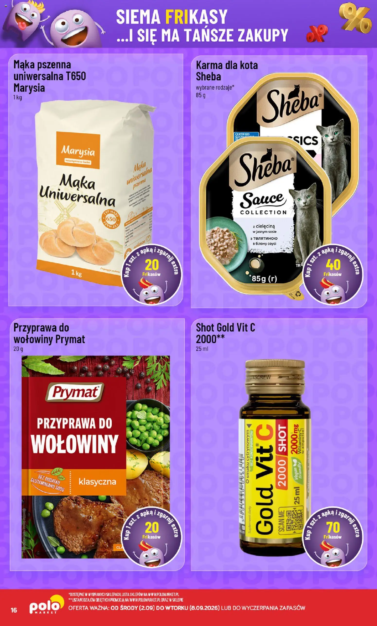 POLOmarket gazetka - Frikasowe Hity od 02.09.2026 | Strona: 16 | Produkty: Sheba, Karma, Cielęcina, Mąka
