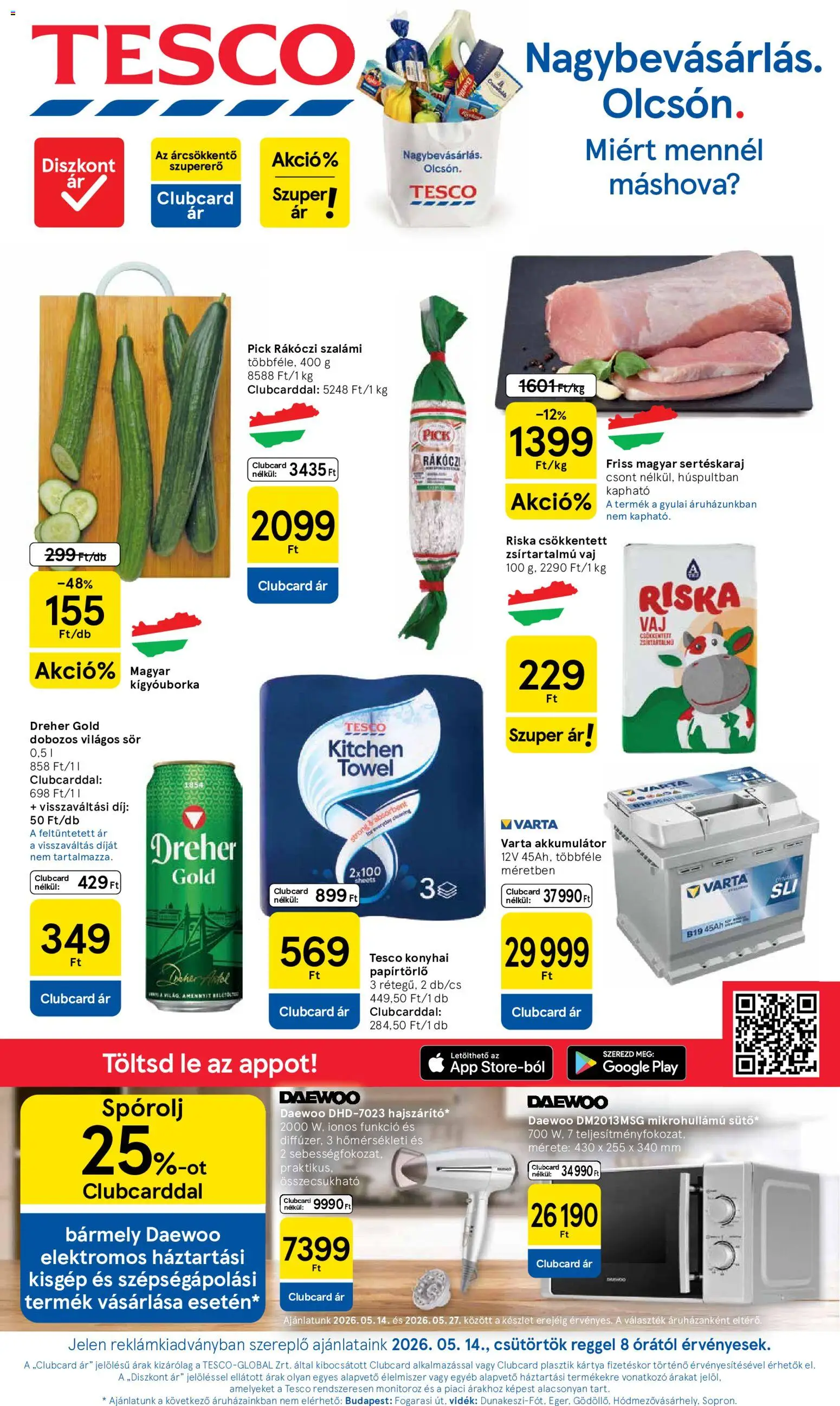 Tesco akciós ujság - amely érvényes a következő dátumtól: 14.05.2026 | Oldal: 1