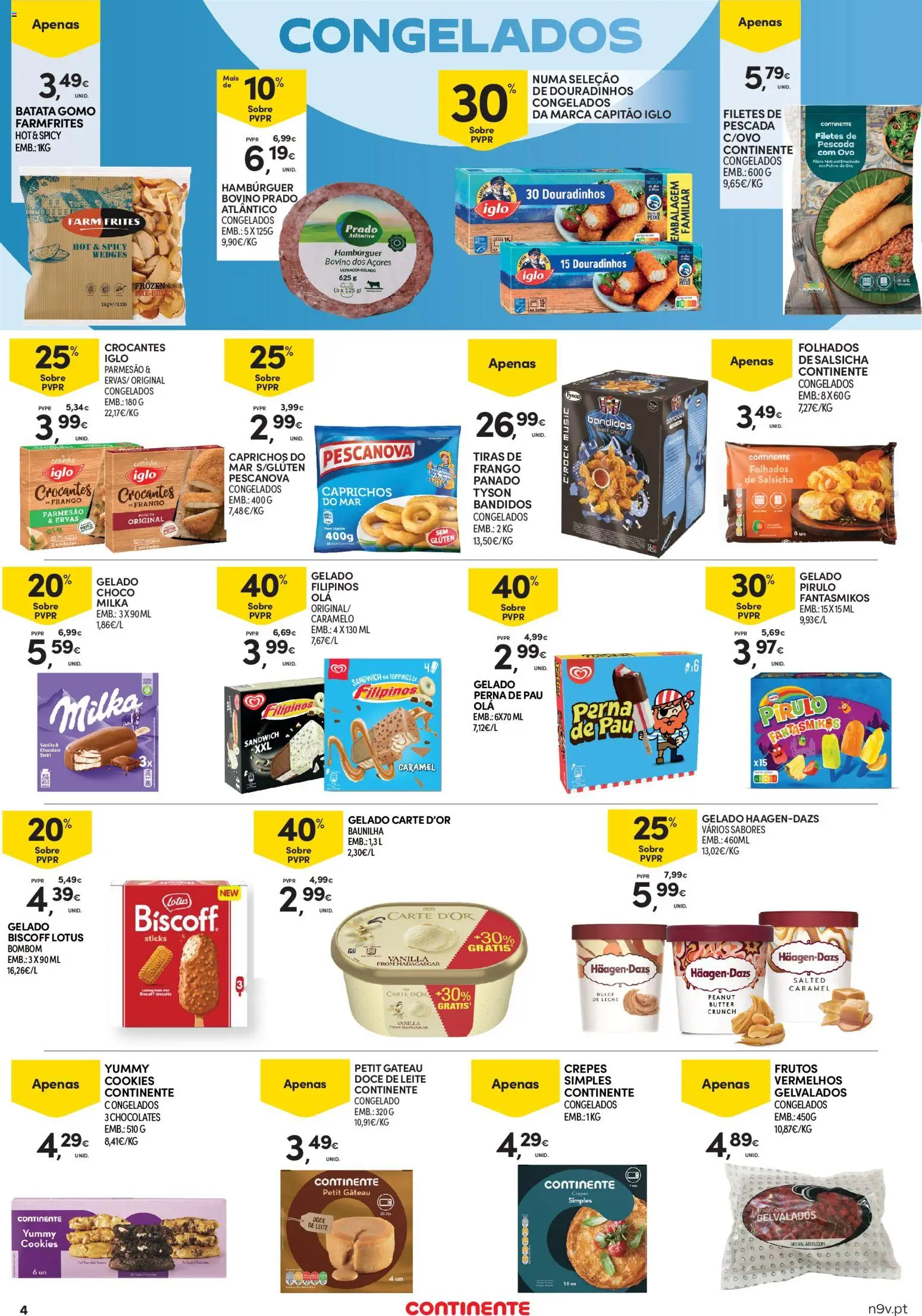 Continente Açores │ válido de 11.06.2026 | Página: 4 | Produtos: Doce de leite, Bombom, Hambúrguer, Salsicha