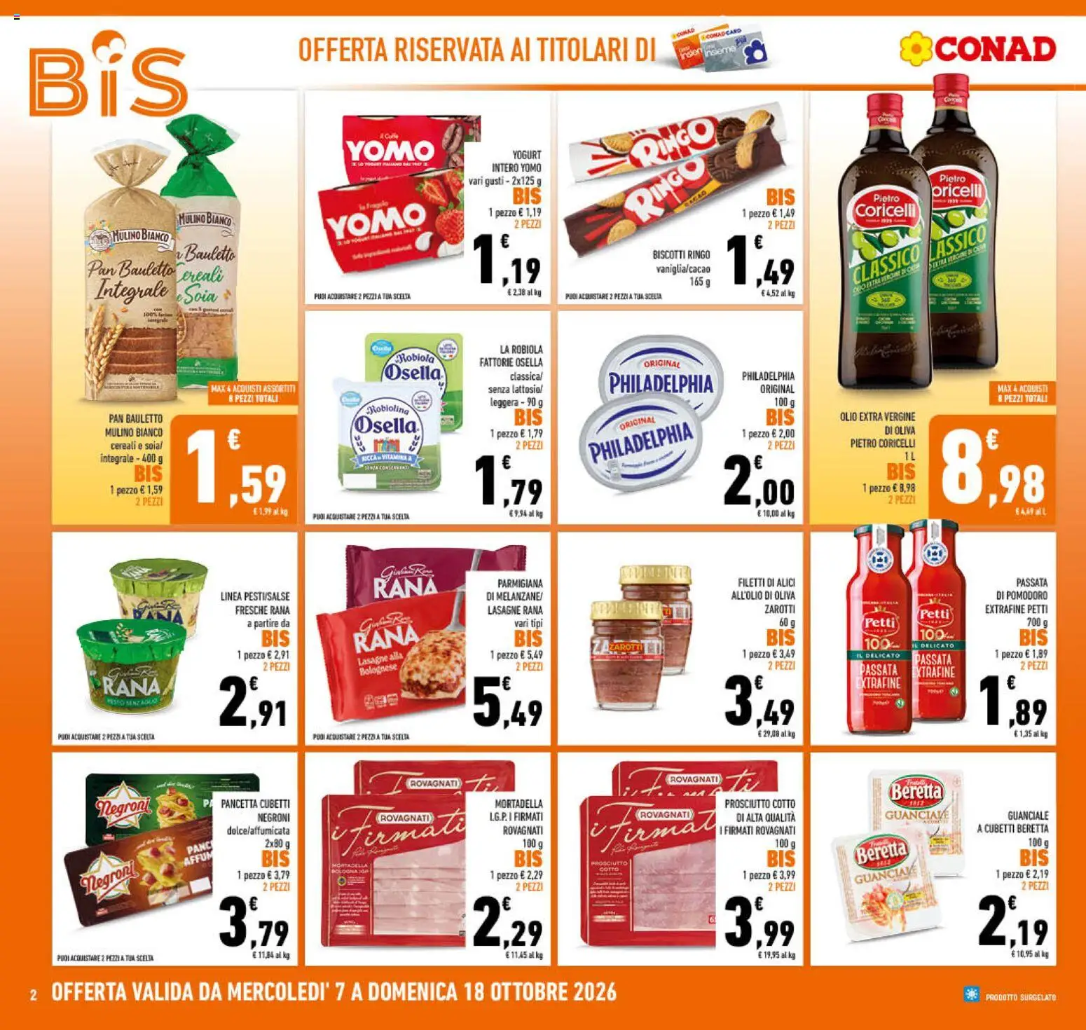 Volantino Conad del 07/10/2026 | Pagina: 2 | Prodotti: Olive, Passata di pomodoro, Olio extra vergine, Alici