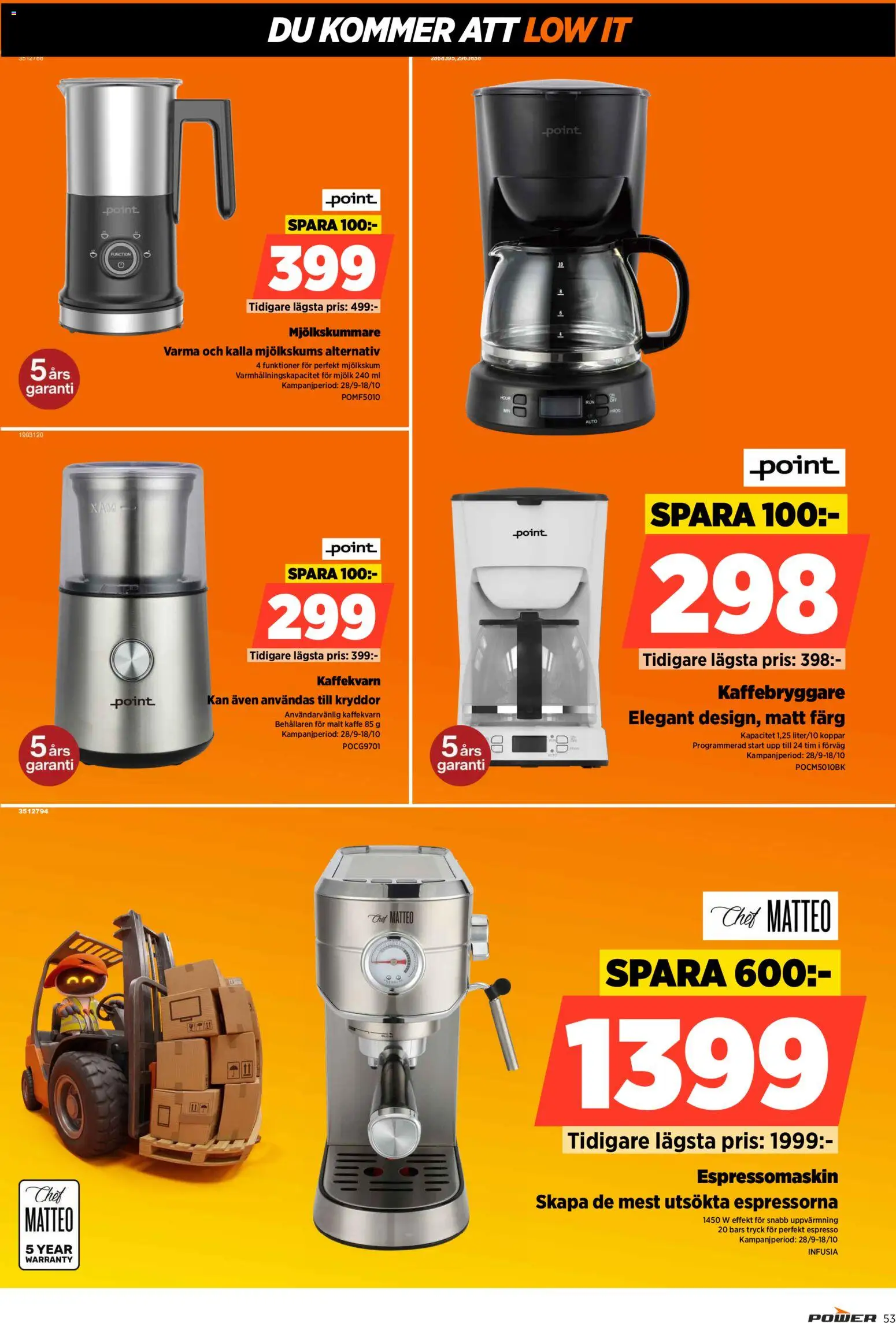 Power reklamblad aktuell från 28/09/2026 | Sida: 53 | Produkter: Kaffebryggare, Malt kaffe, Kaffekvarn, Koppar