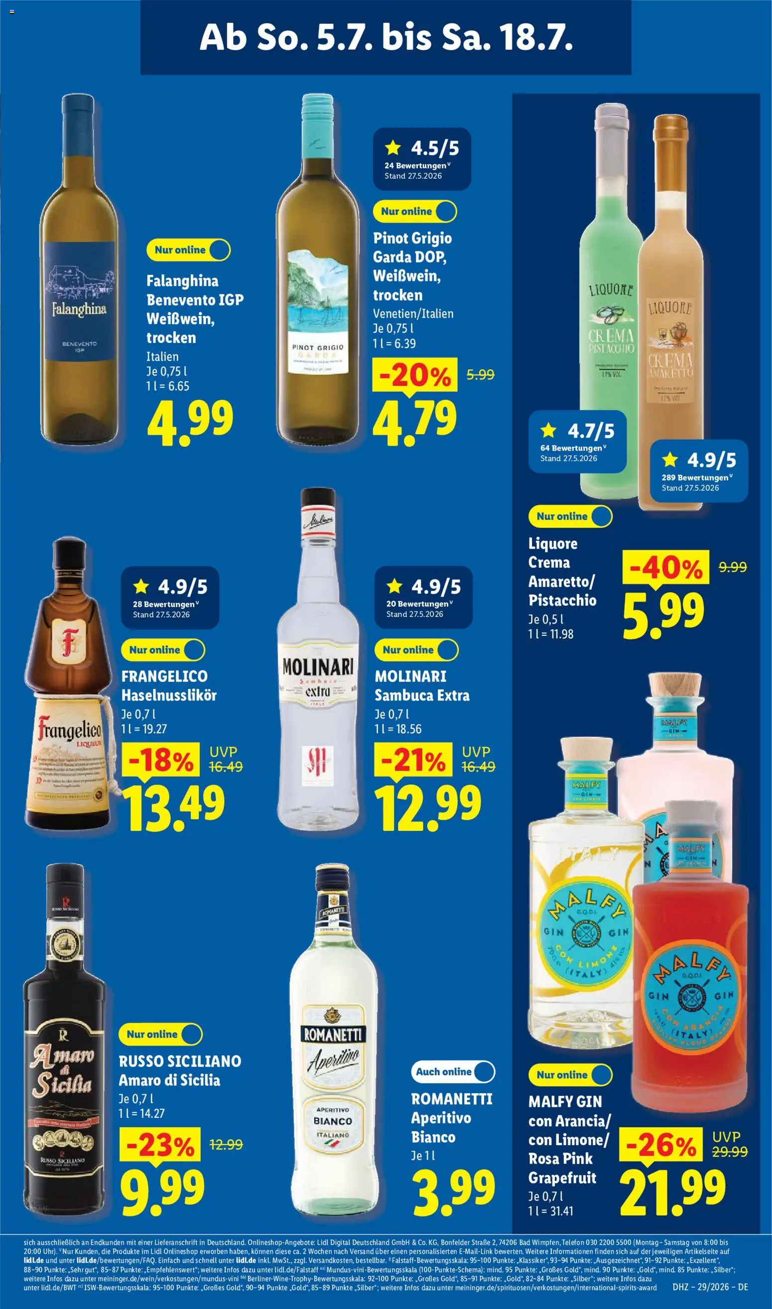 Lidl Německo leták od 13.07.2026 | Strana: 63 | Produkty: Telefon, Crema, Sambuca, Pinot Grigio