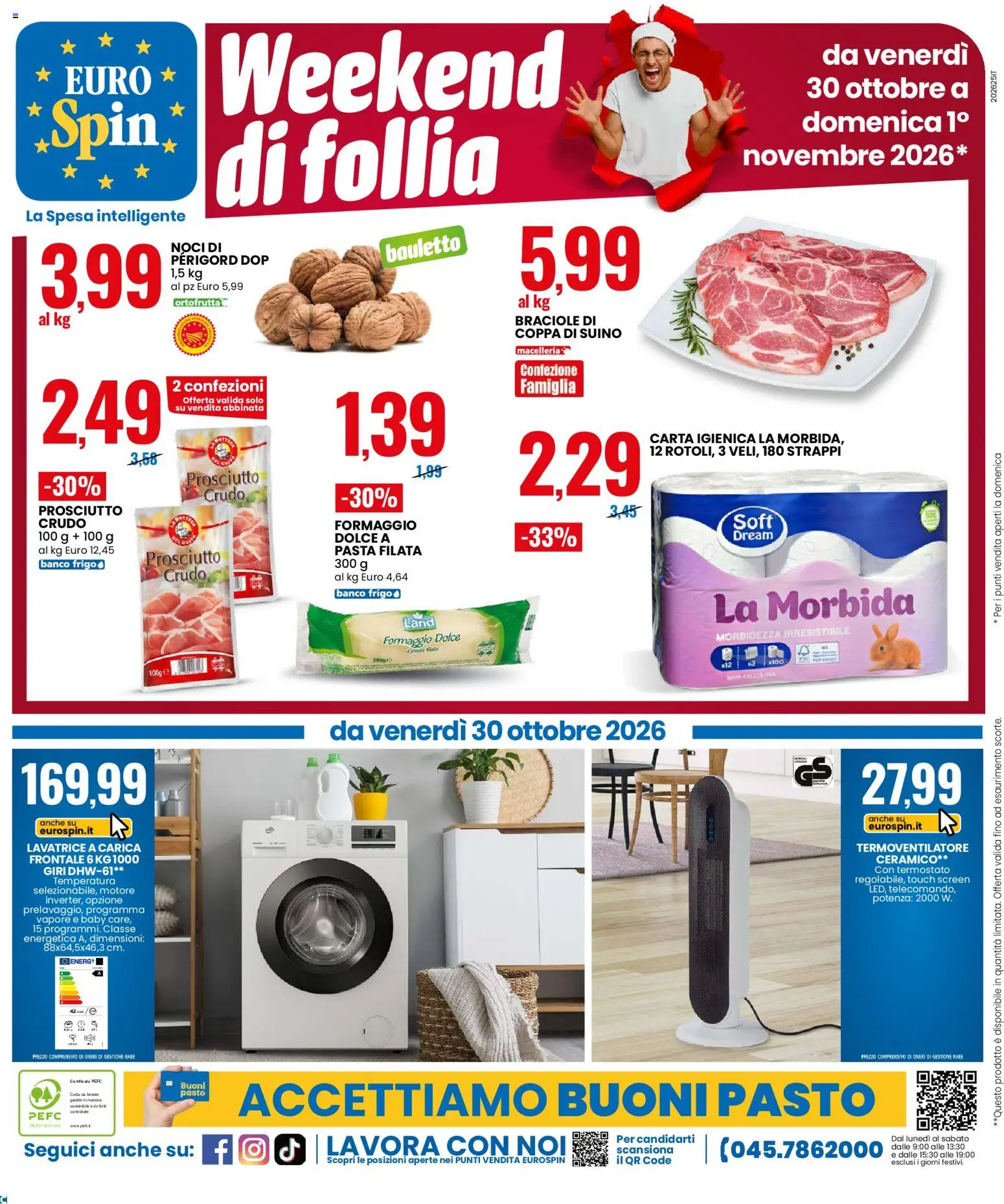 Volantino Eurospin del 22/10/2026 | Pagina: 20 | Prodotti: Carta igienica, Prosciutto, Noci, Lavatrice