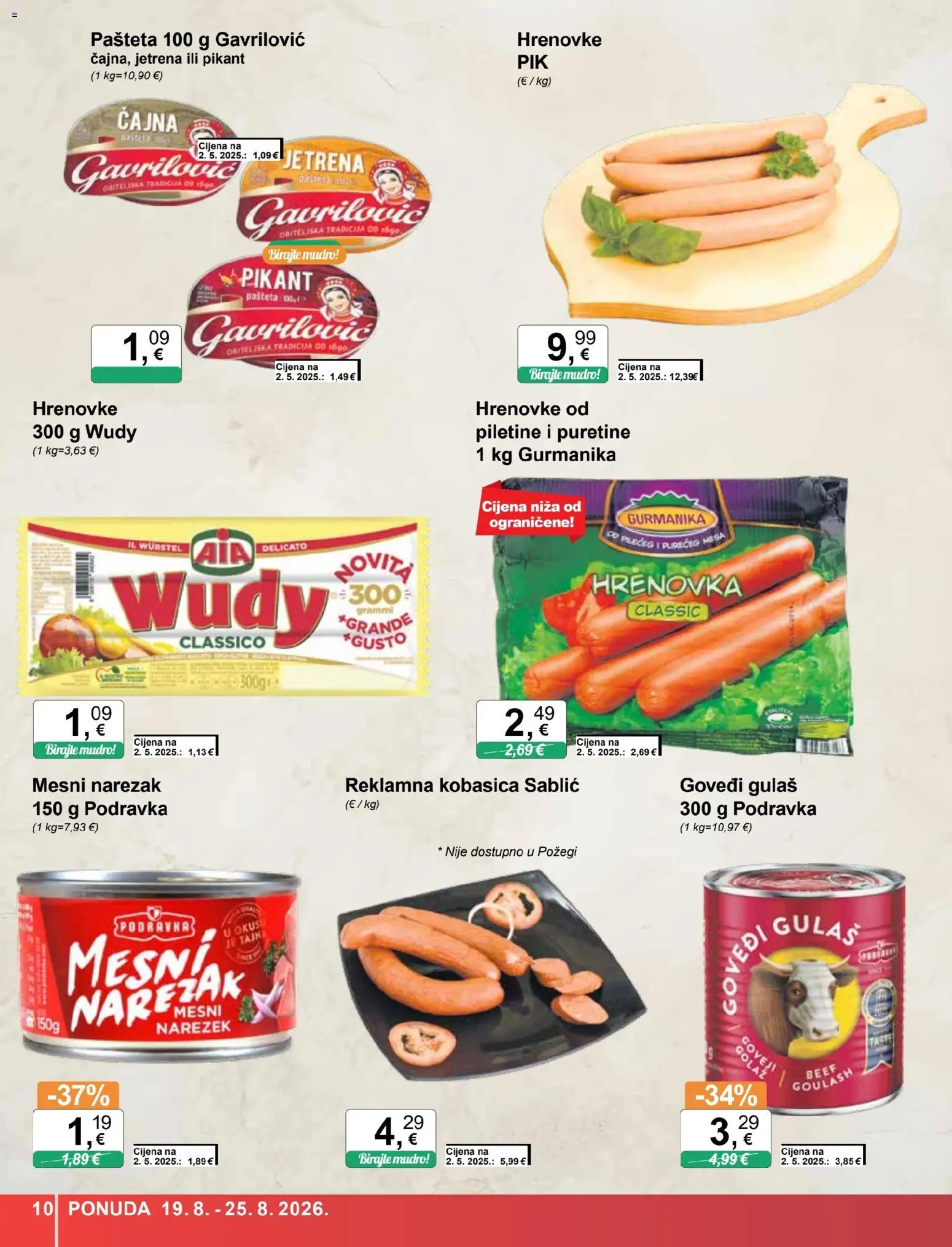 KTC katalog | vrijedi od 19.08.2026 | Stranica: 10 | Proizvodi: Podravka, Narezak, Pašteta, Kobasica
