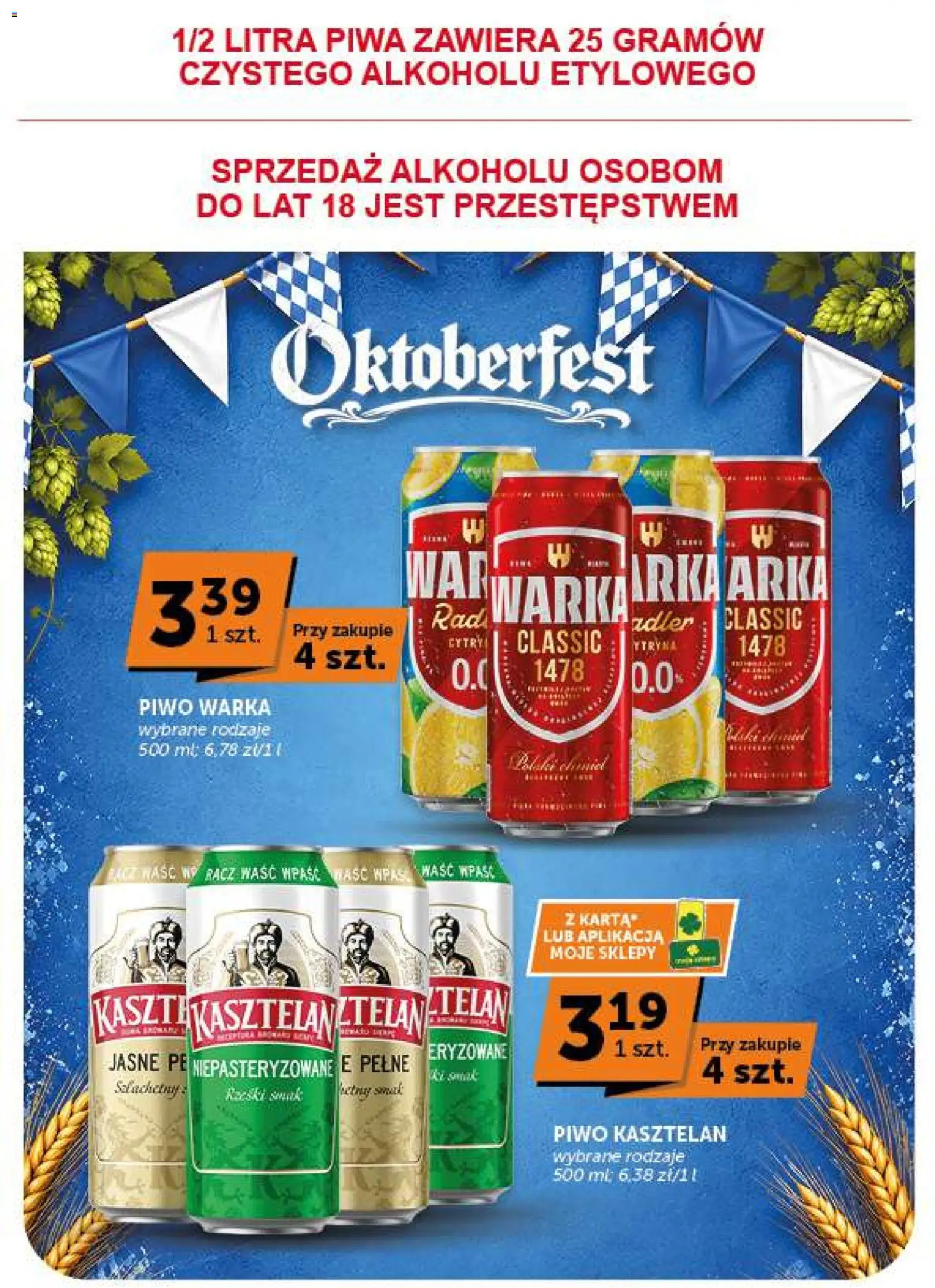 Groszek gazetka od 17.09.2026 | Strona: 18 | Produkty: Piwo kasztelan, Warka, Piwo Warka, Piwo