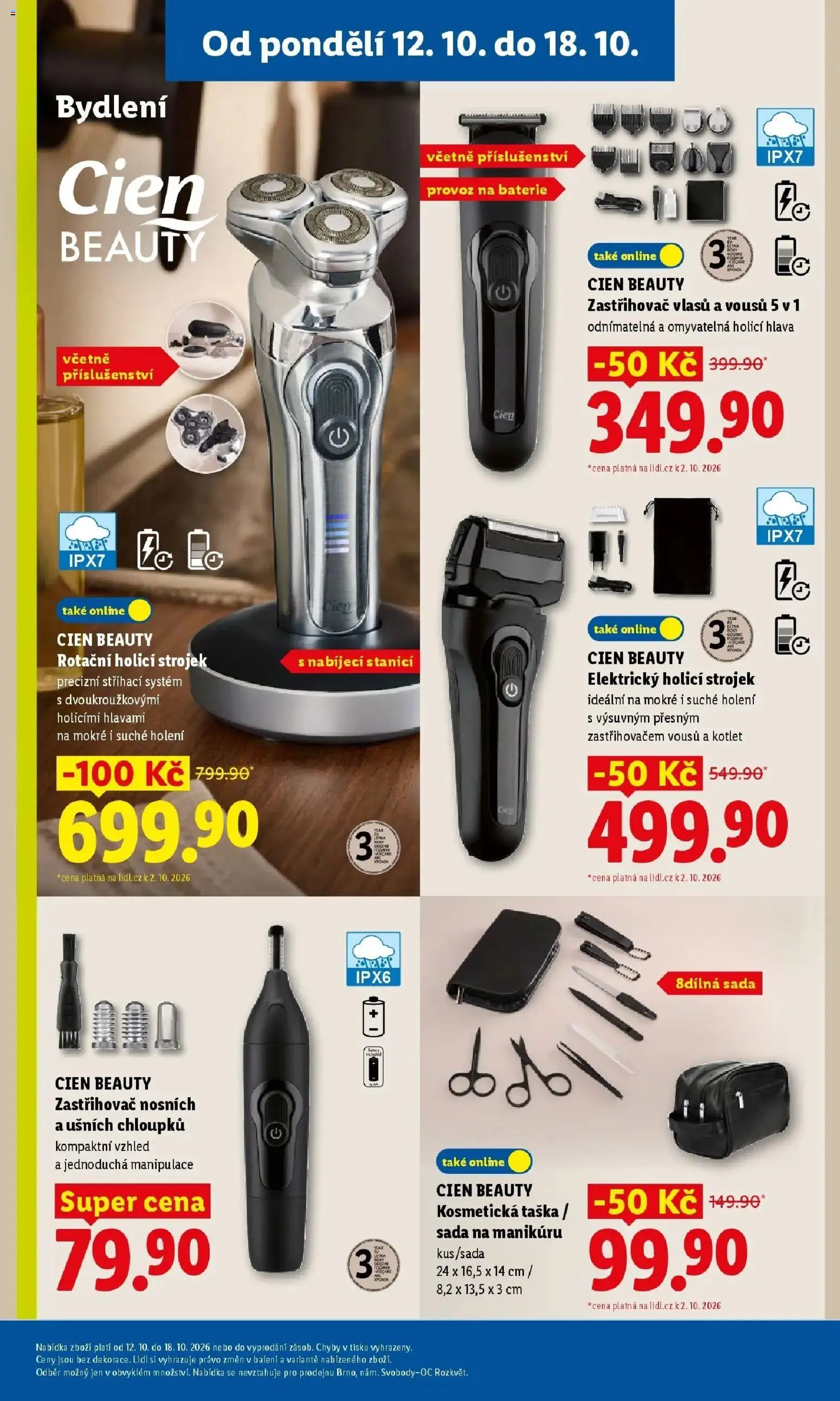 Lidl leták od 12.10.2026 - Nový akční leták | Strana: 5 | Produkty: Zastřihovač vlasů, Cien, Kosmetická taška, Zastřihovač