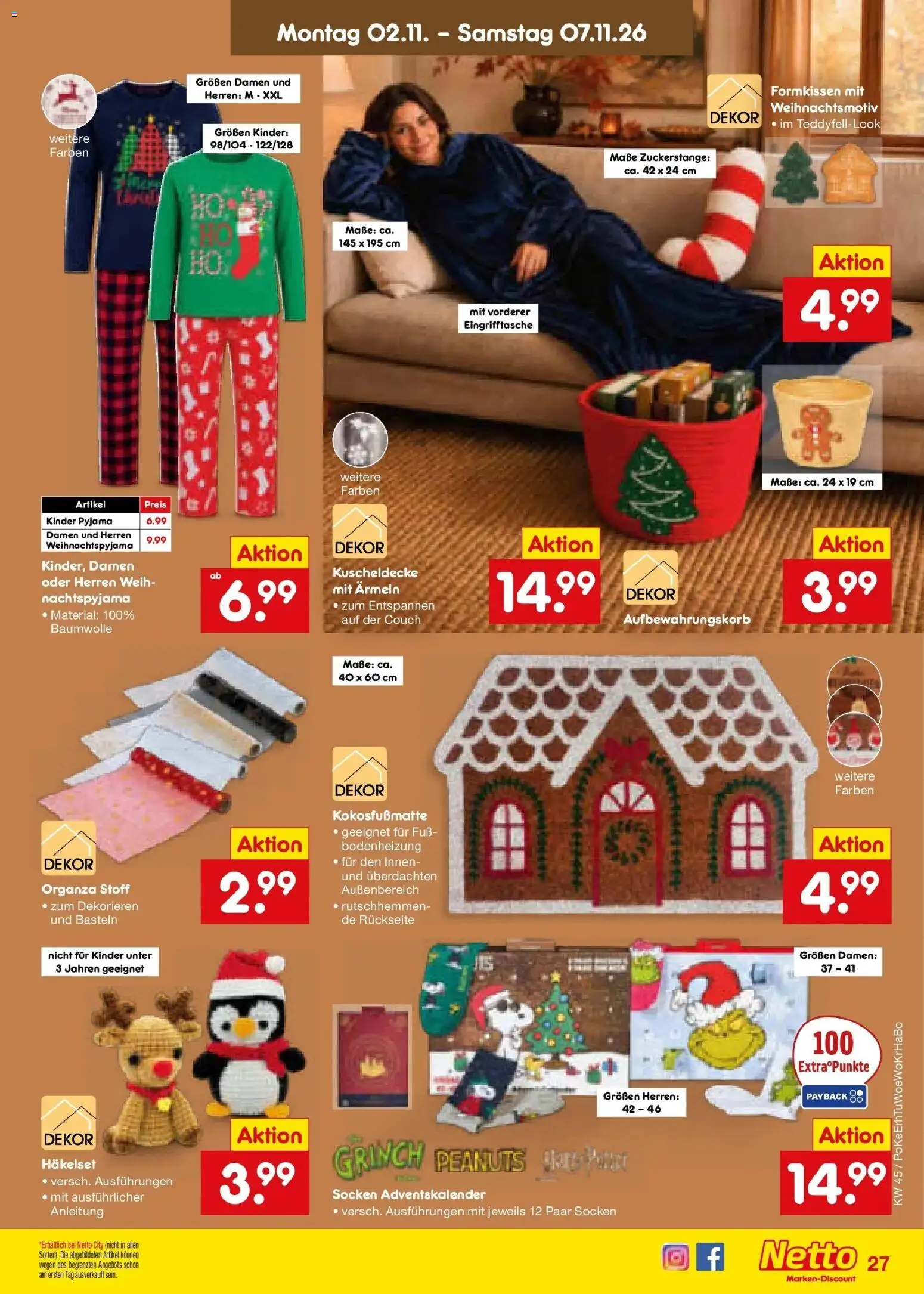 Netto Marken-Discount Prospekt Sindelfingen – gültig ab 02.11.2026 | Seite: 39 | Produkte: Couch, Socken, Pyjama