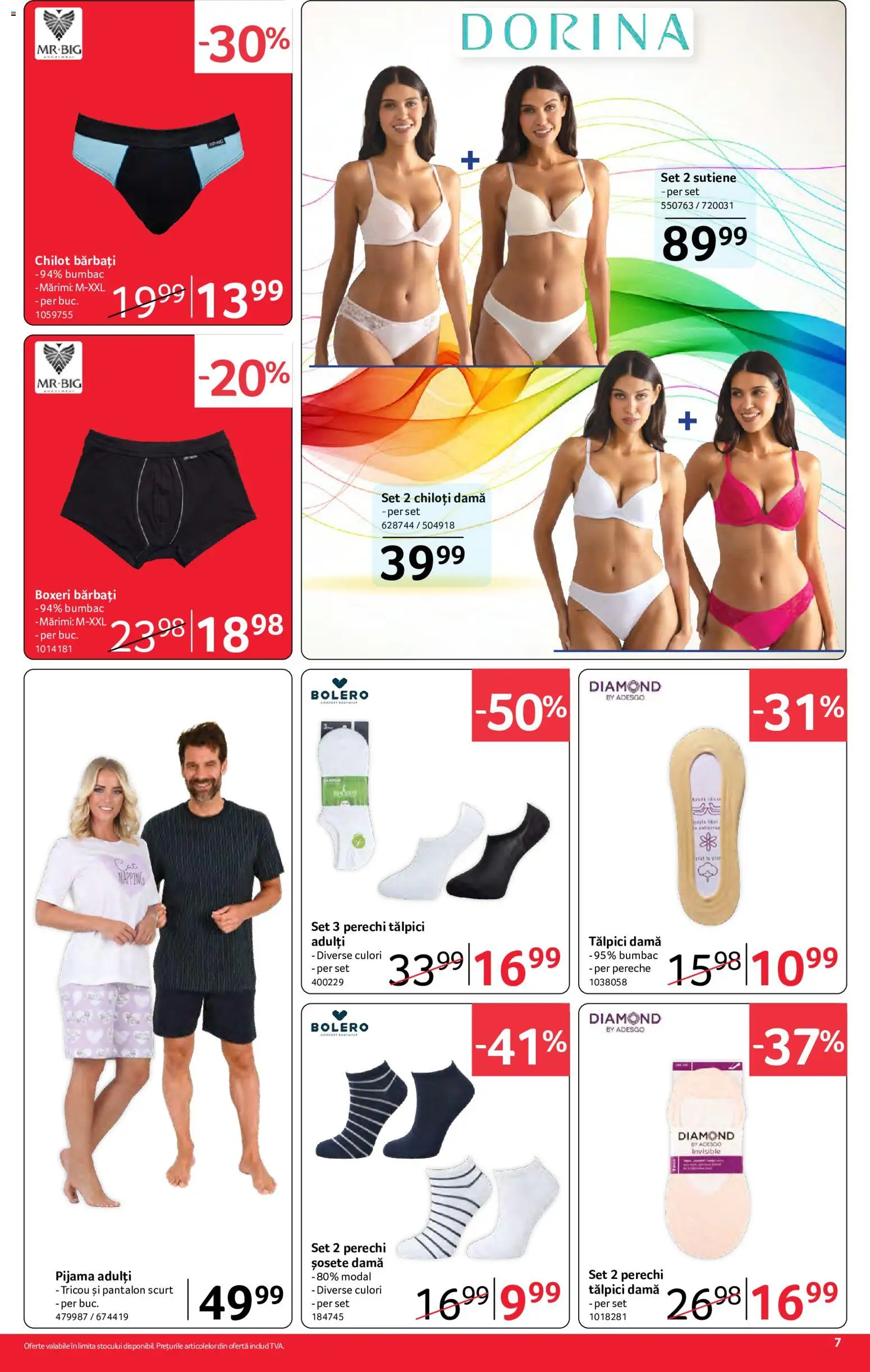 Noul catalog Selgros – valabil de la 26.06.2026 | Pagină: 7 | Produse: Tălpici, Tricou, Chiloți, Boxeri