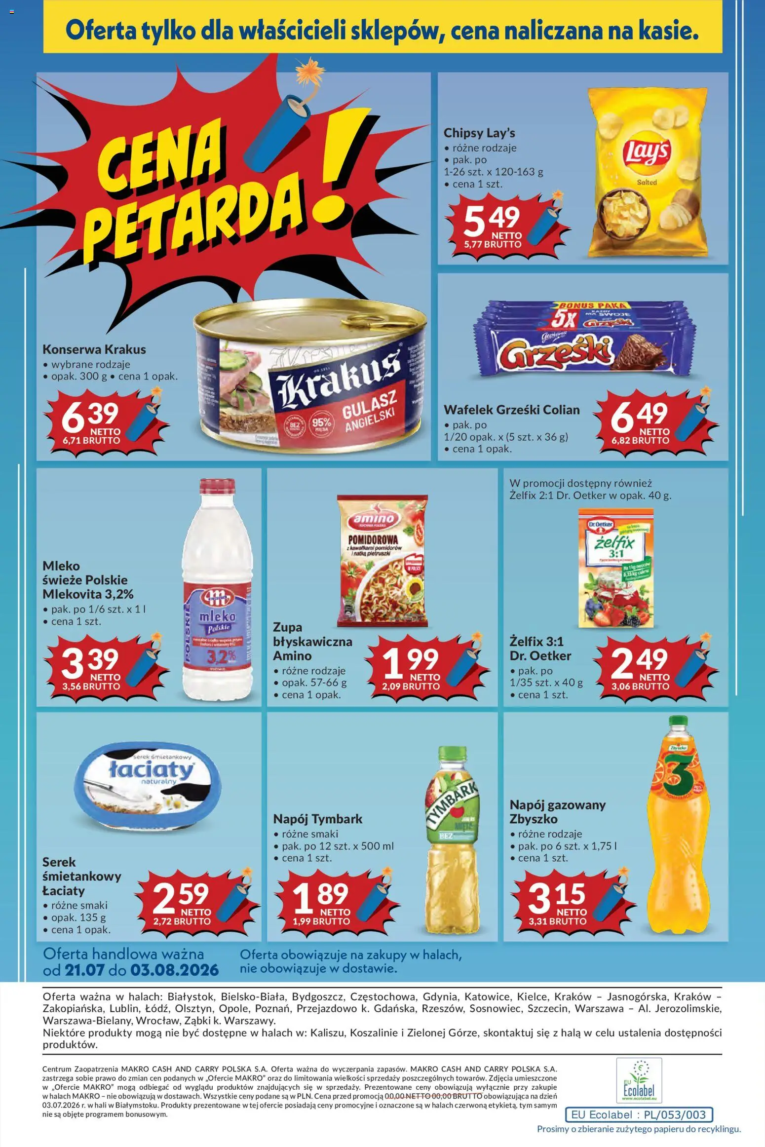 Makro gazetka od 21.07.2026 | Strona: 24 | Produkty: Tymbark, Wafelek, Mleko świeże, Gulasz