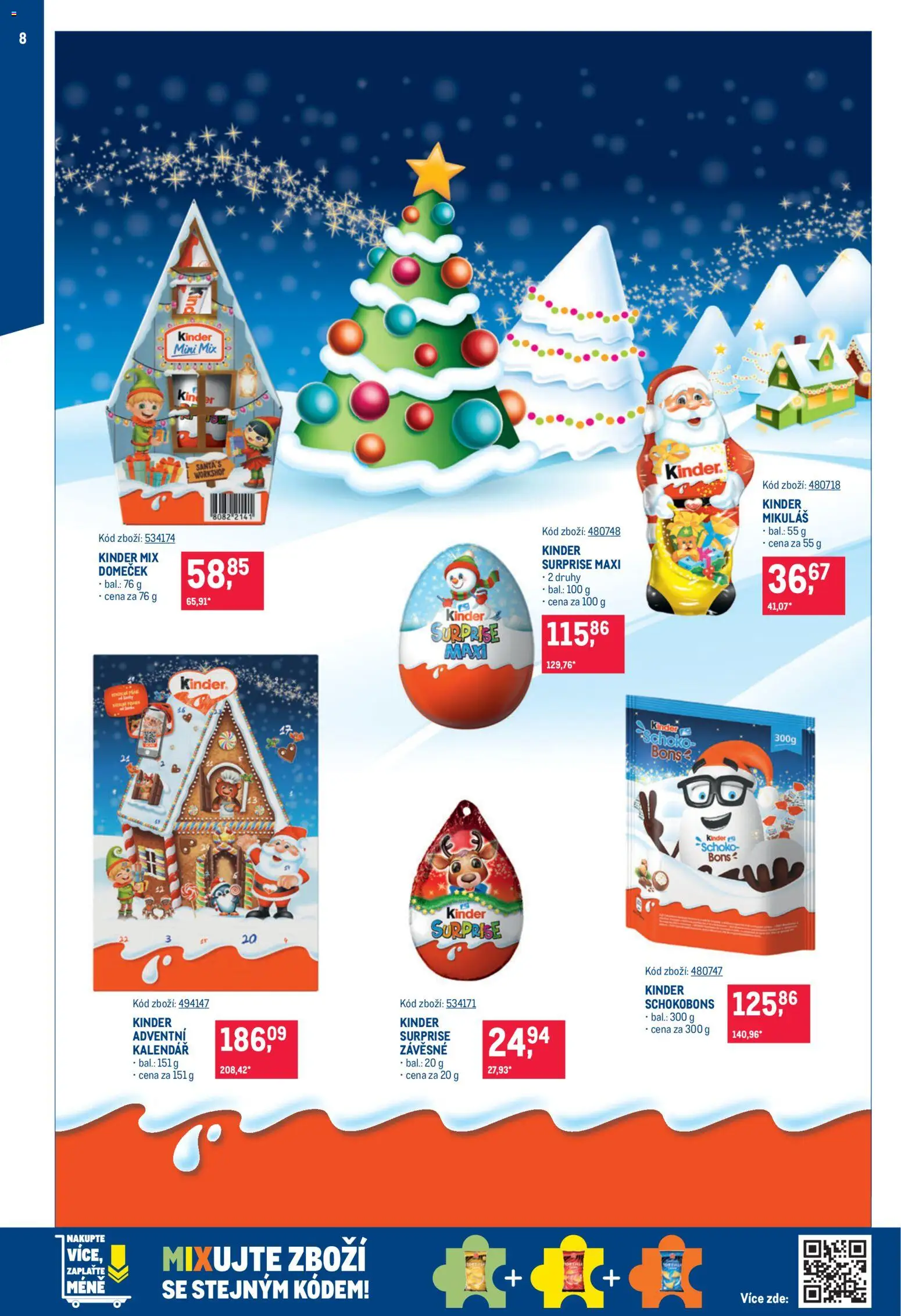 Makro leták - Mikulášské čokolády od 07.10.2026 | Strana: 8 | Produkty: Schoko Bons, Kalendář, Kinder