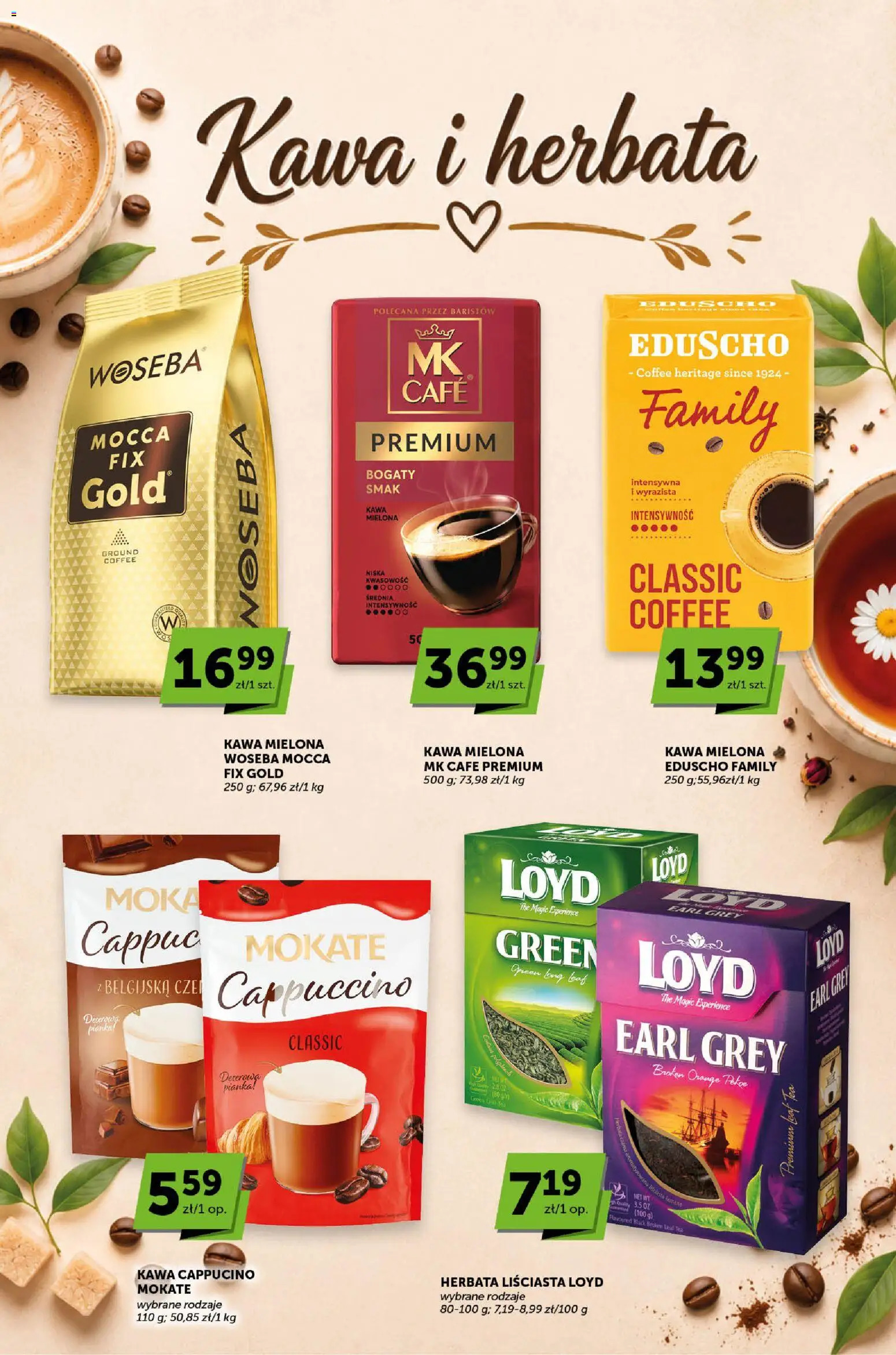 Groszek gazetka - Sprawdź, co więcej od 06.08.2026 | Strona: 7 | Produkty: Herbata liściasta, Cappuccino, Kawa, Herbata