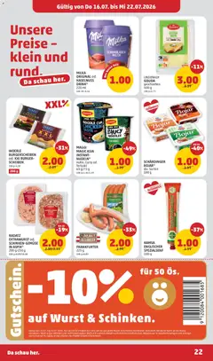 Penny Markt Flugblatt ab 16.07.2026 gültig | Seite: 22 | Produkte: Gemüse, Wurst, Chili, Milch