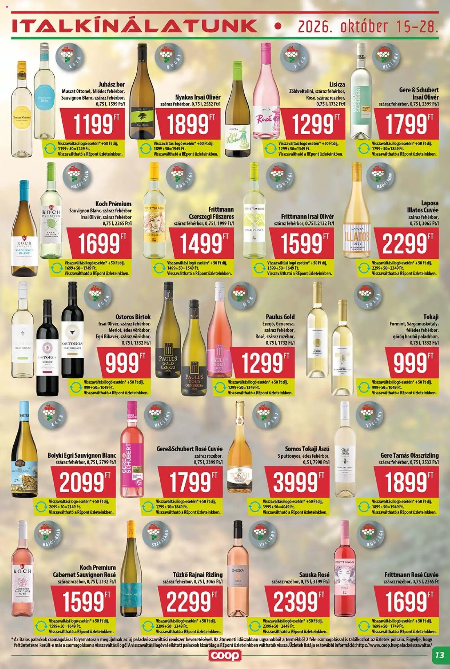 COOP akciós ujság - amely érvényes a következő dátumtól: 2026.10.15. | Oldal: 13 | Termékek: Cabernet Sauvignon, Cuvée, Bor, Fehérbor