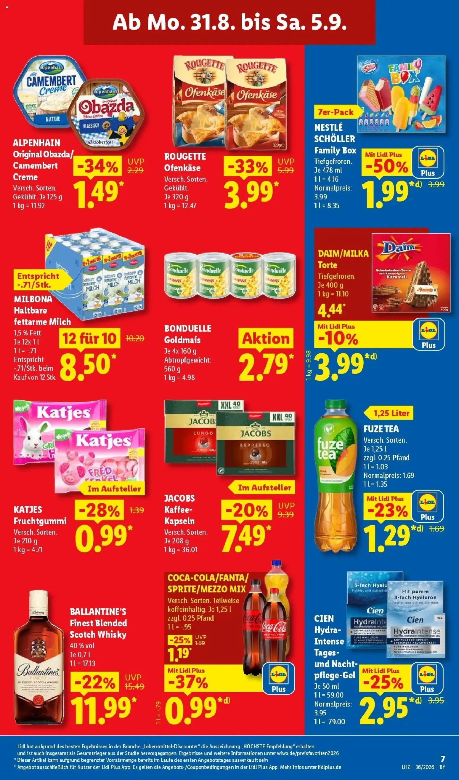 Lidl Prospekt Hof-innenstadt (ab 31.08.2026) zum Blättern » Angebote | Seite: 15 | Produkte: Milch, Box, Milch 1,5%, Katjes
