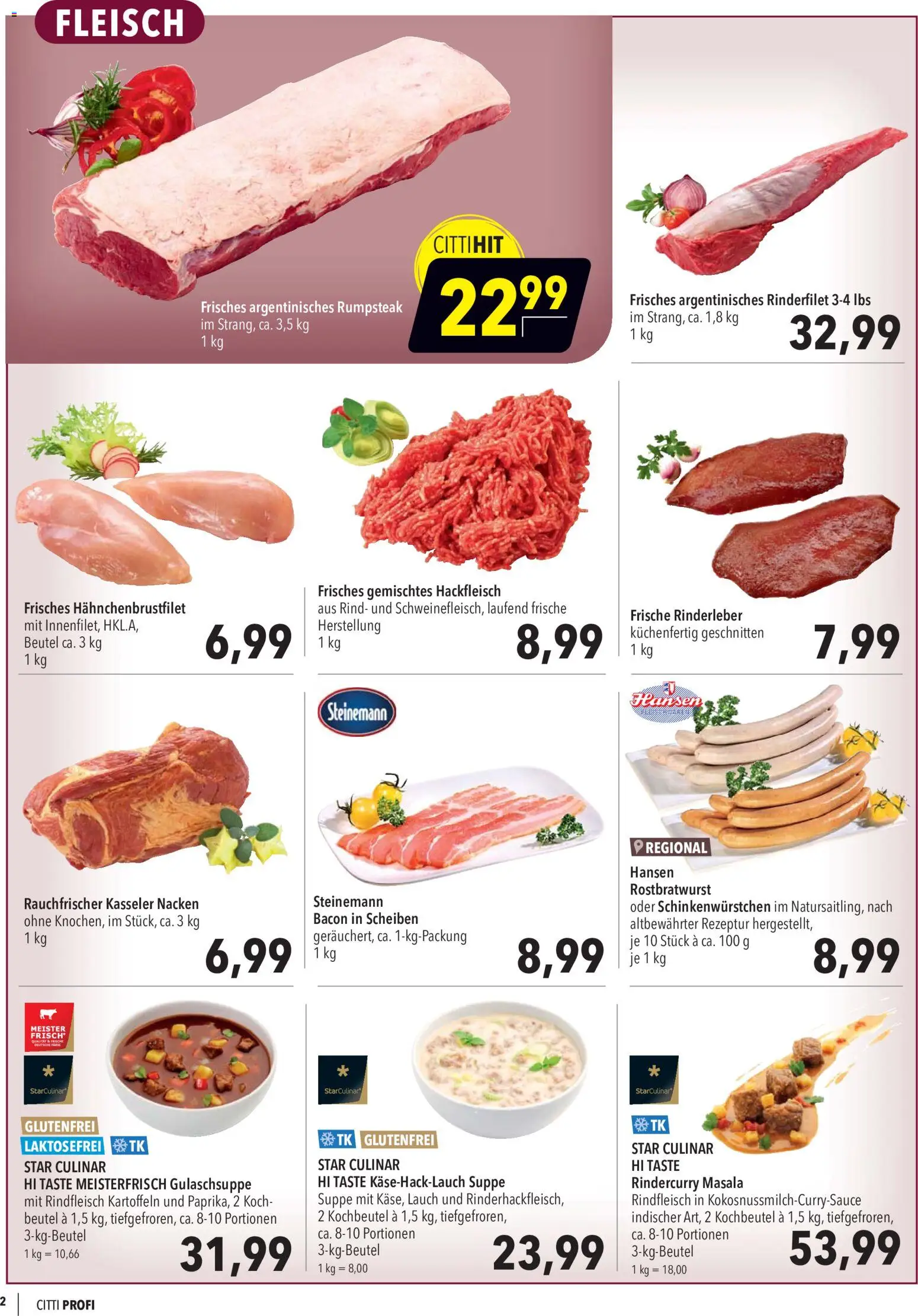 CITTI Markt Aktuelle Angebote für Profis – gültig ab 23.09.2026 | Seite: 2 | Produkte: Rumpsteak, Kasseler nacken, Kartoffeln, Lauch
