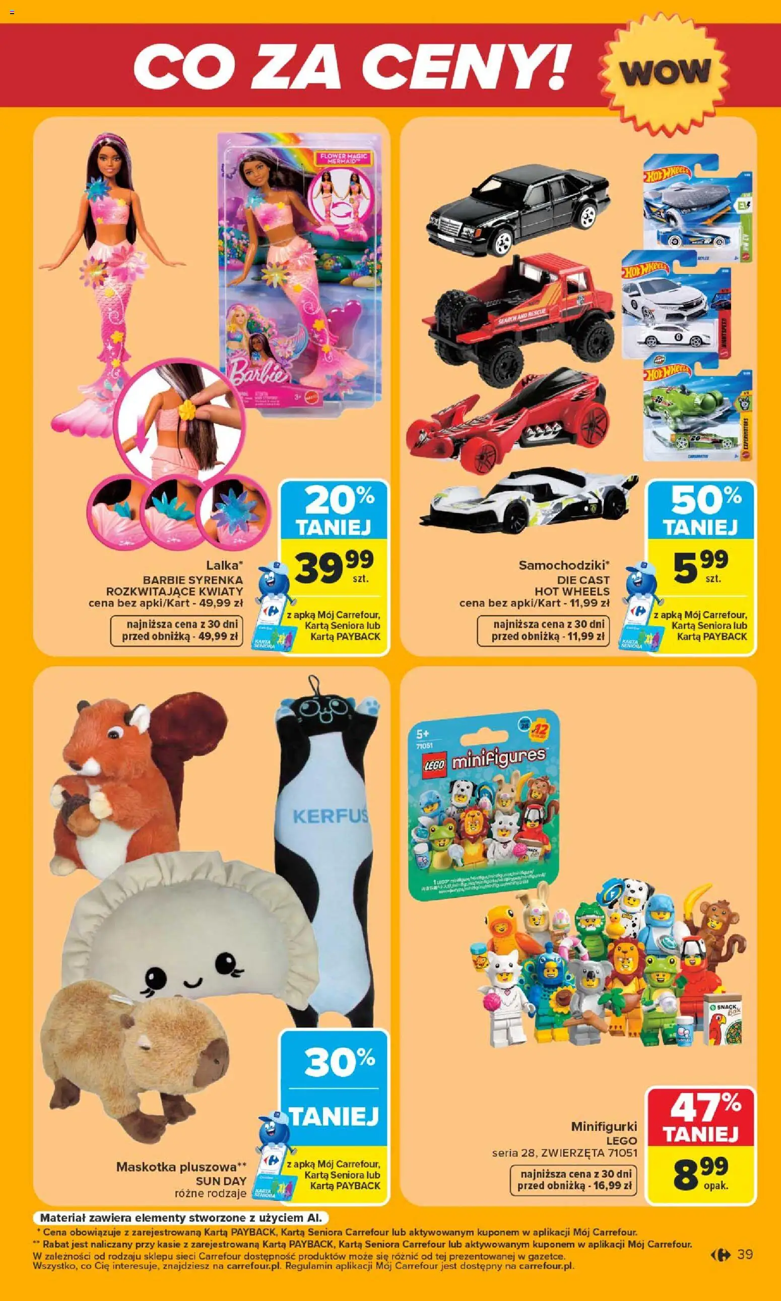 Carrefour gazetka - Warszawa od 24.08.2026 | Strona: 39 | Produkty: Karta, Barbie, Lego, Kwiaty