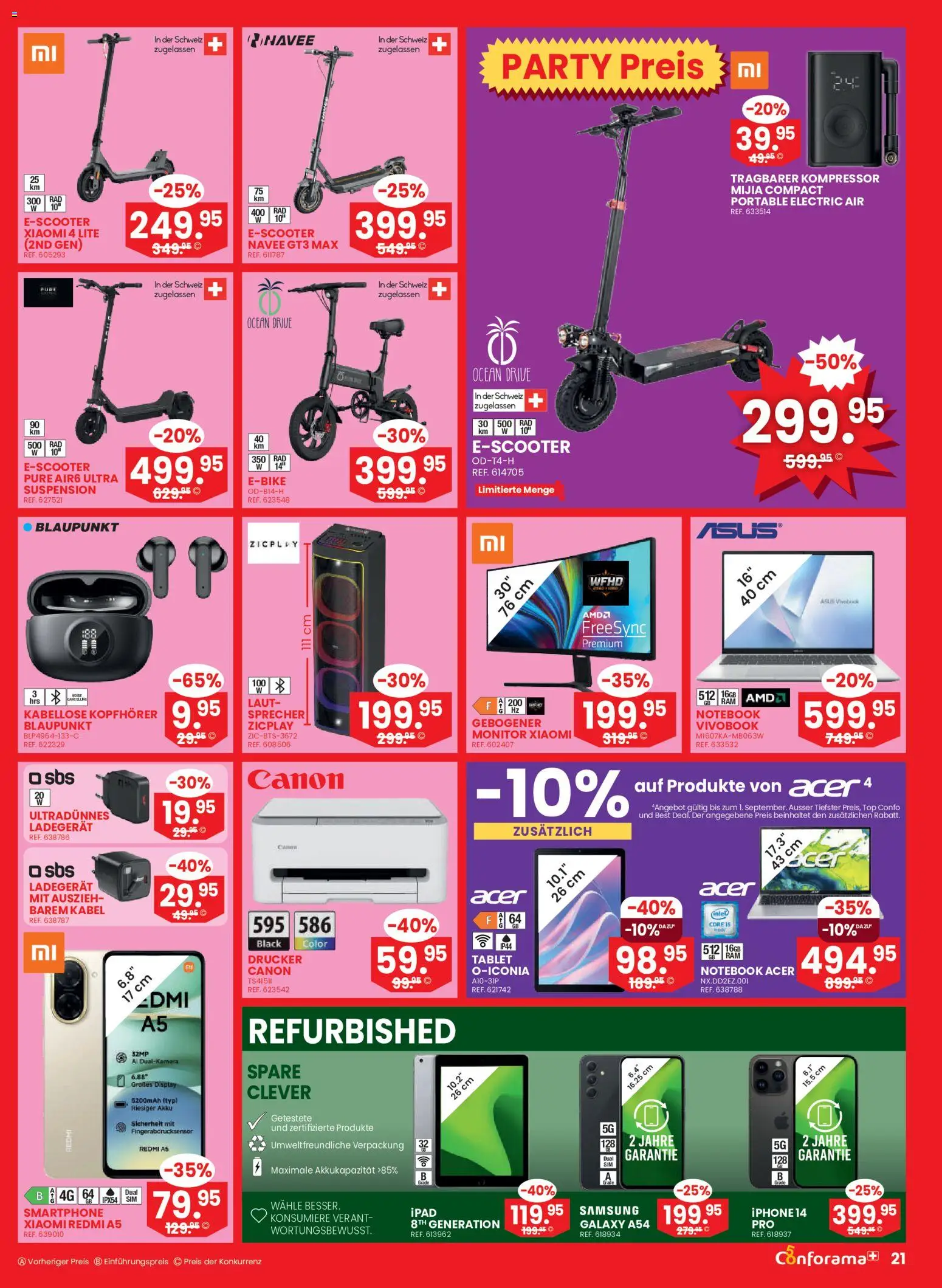 Conforama aktionen – gültig ab 26.08.2026 | Seite: 21 | Produkte: Drucker, Kopfhörer, Iphone, Xiaomi