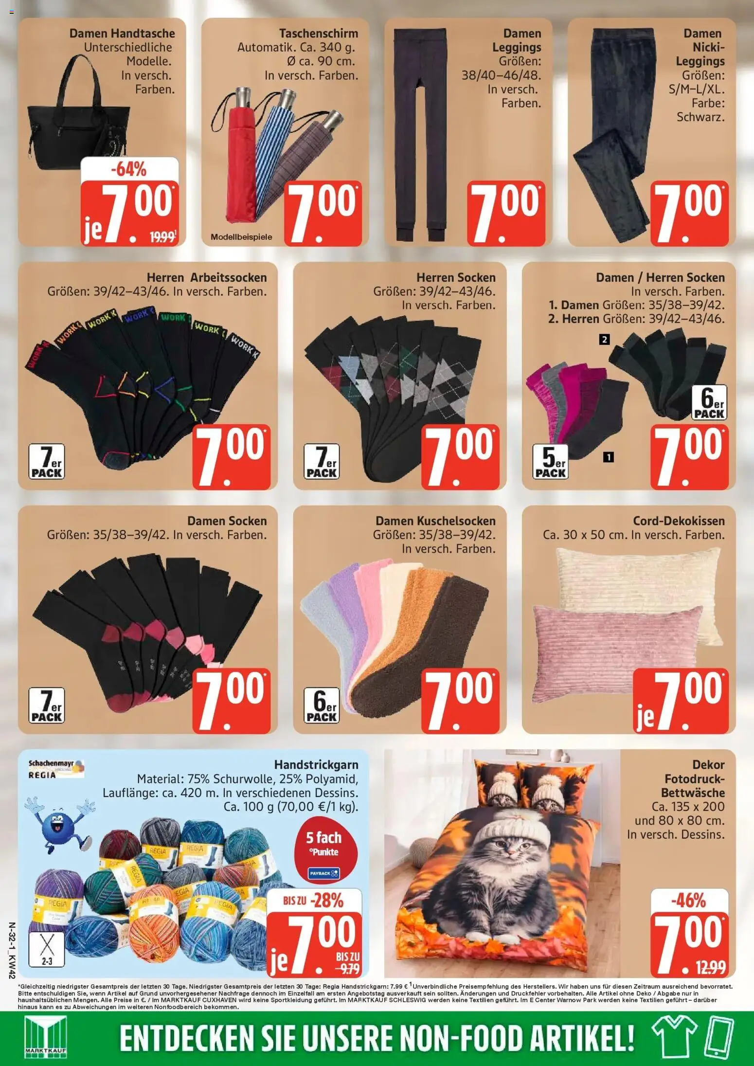 Edeka Prospekt Rostock (ab 12.10.2026) » Angebote Online | Seite: 32 | Produkte: Bettwäsche, Socken, Leggings, Handtasche