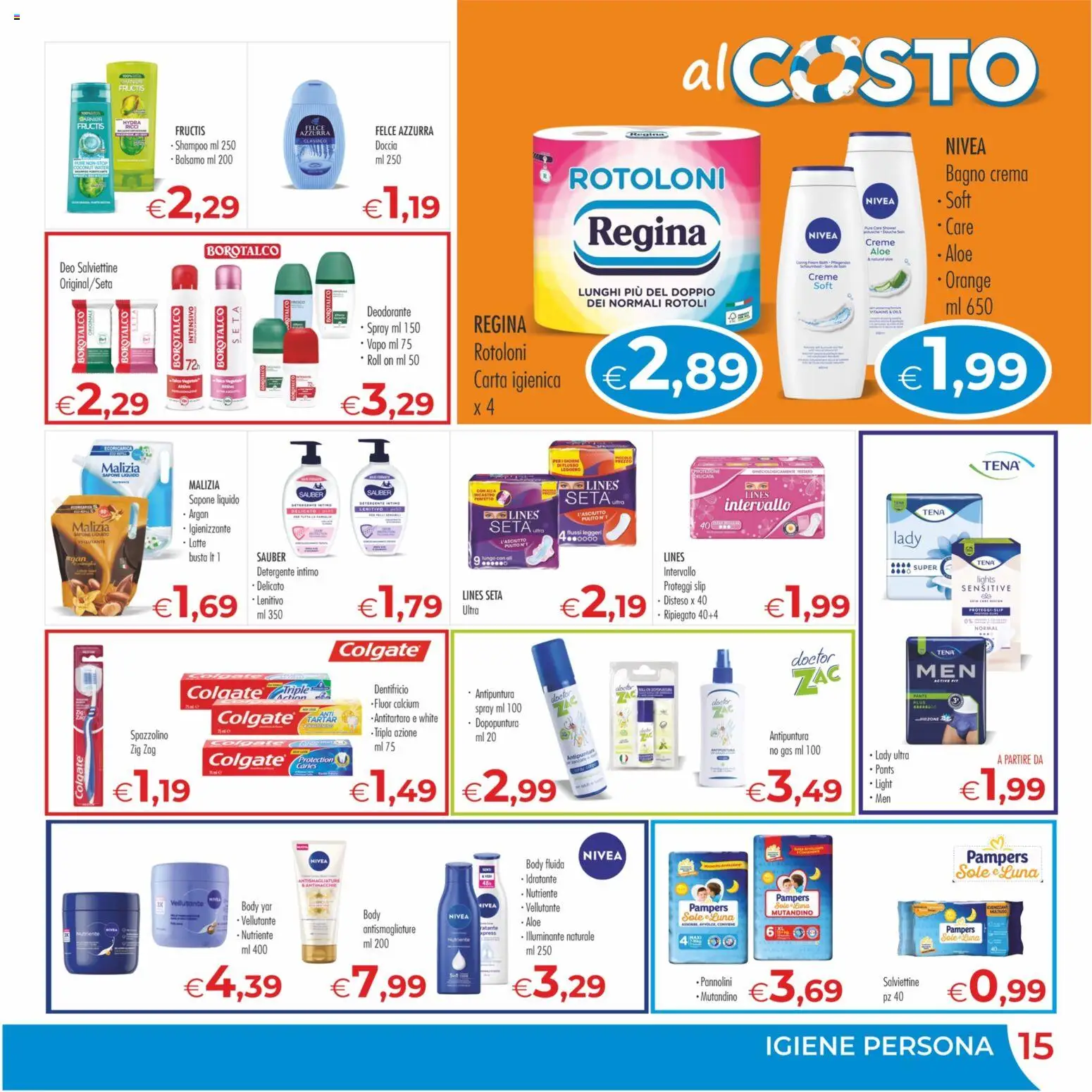 Volantino MerSi Supermercati del 29/07/2026 | Pagina: 15 | Prodotti: Carta igienica, Slip, Latte, Doccia