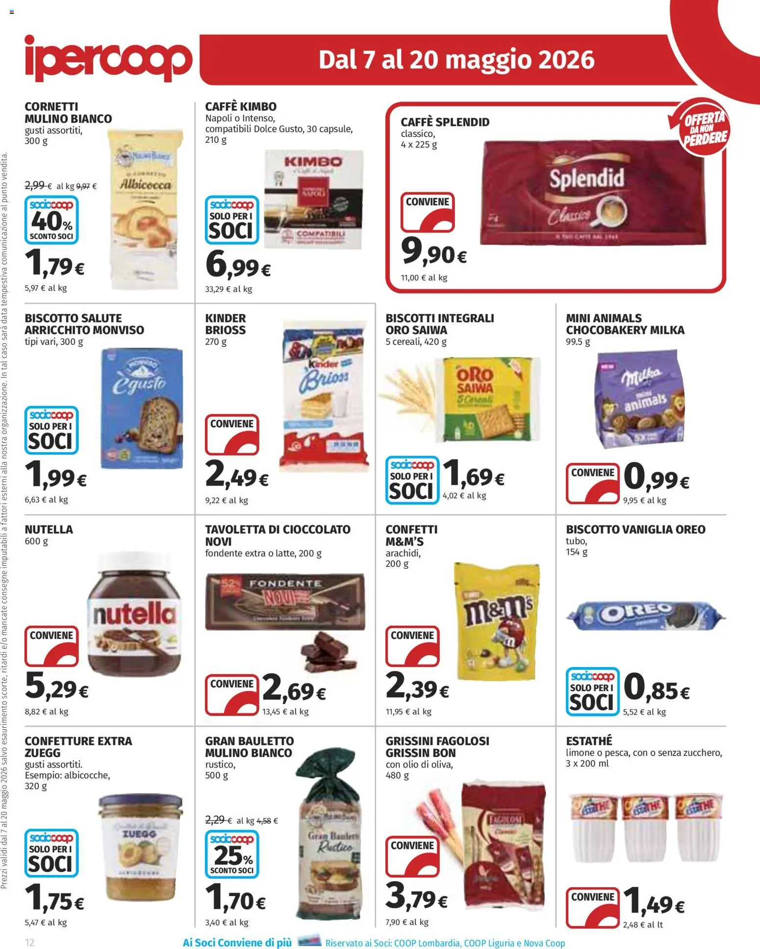 Volantino Ipercoop del 07.05.2026 | Pagina: 12 | Prodotti: Caffè, Cioccolato, Olio, Nutella