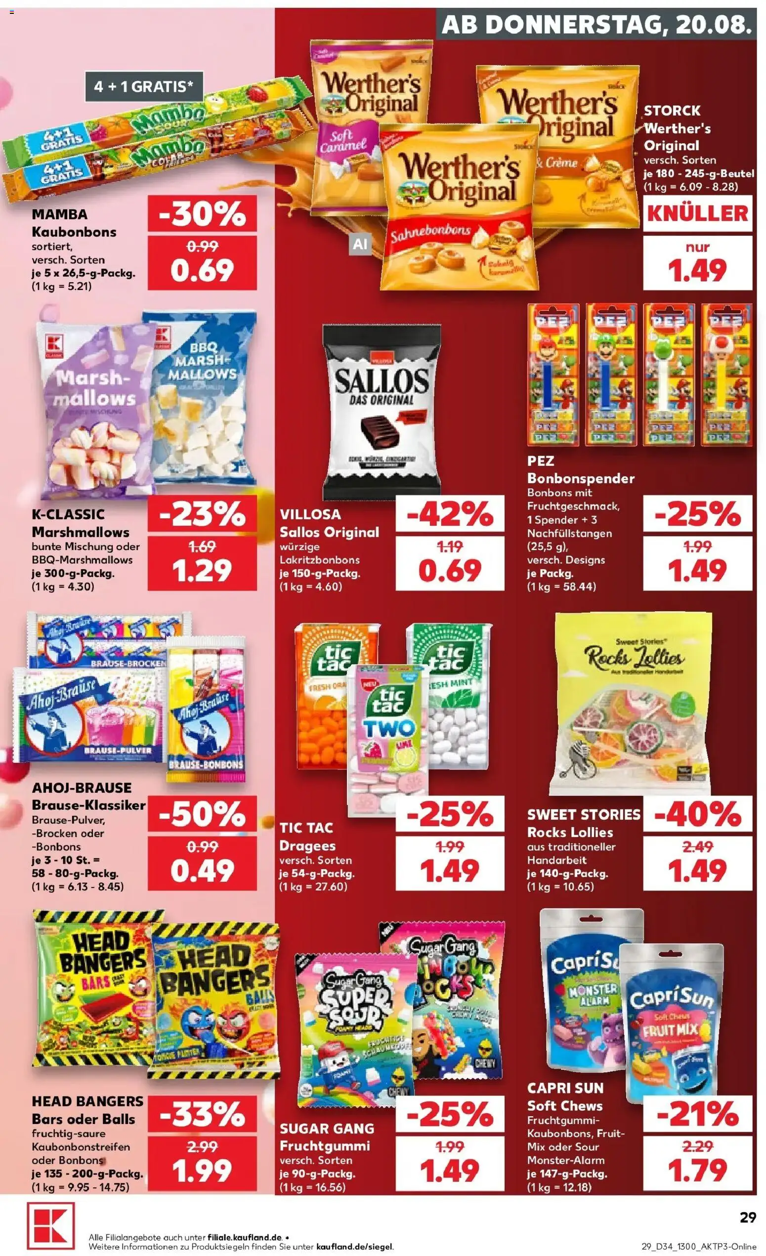Prospekt Kaufland ab 20.08.2026 » Angebote Online zum Blättern | Seite: 29 | Produkte: Capri sun, Creme, Monster