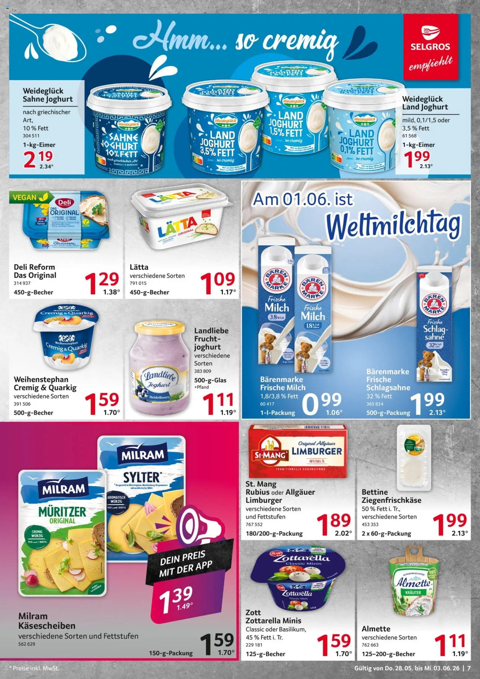 Selgros Prospekt – gültig ab 28.05.2026 | Seite: 7 | Produkte: Schlagsahne, Milch, Lätta, Deli reform