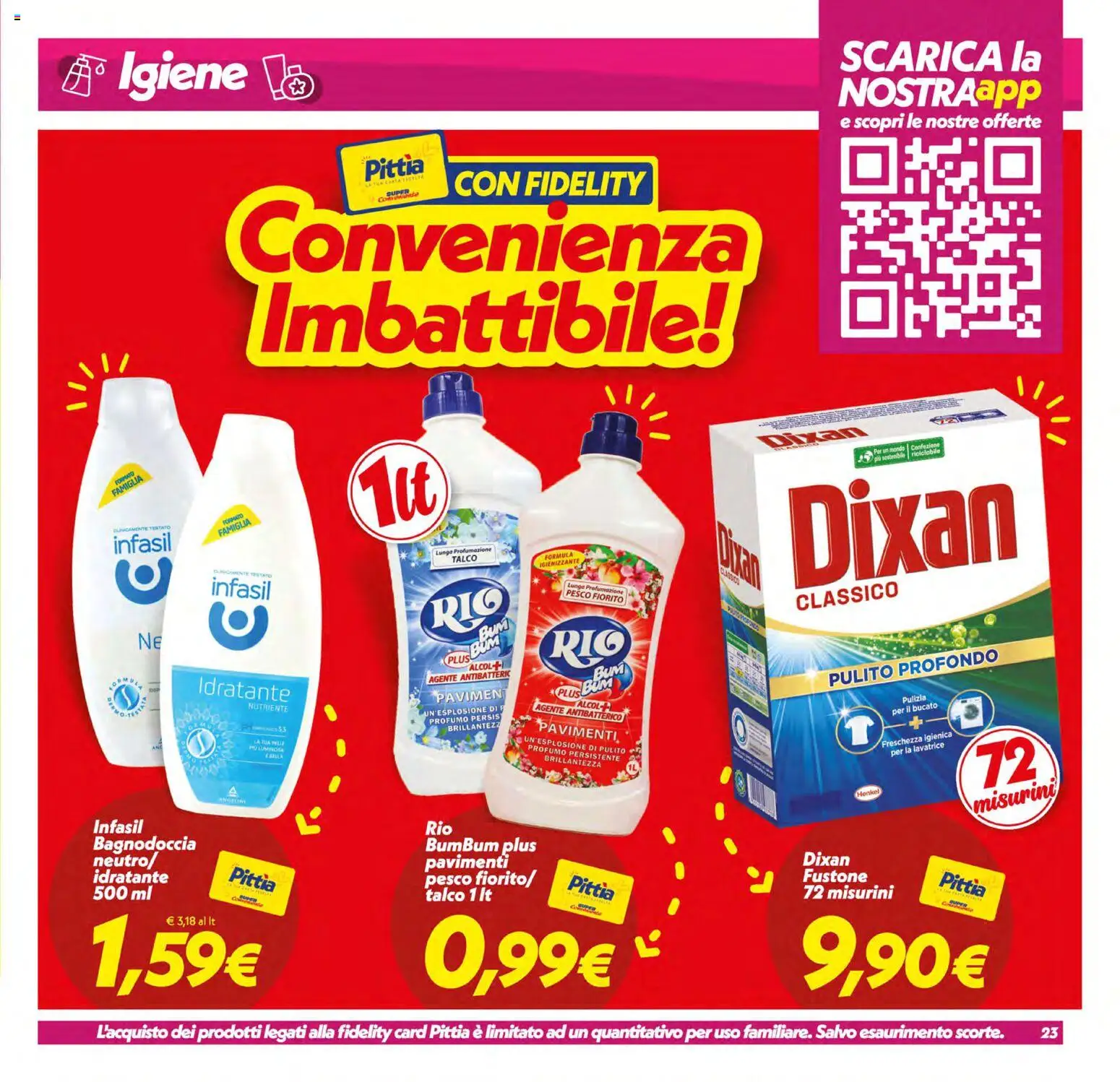 Volantino SuperConveniente del 19.05.2026 | Pagina: 23 | Prodotti: Talco, Lavatrice, Profumo