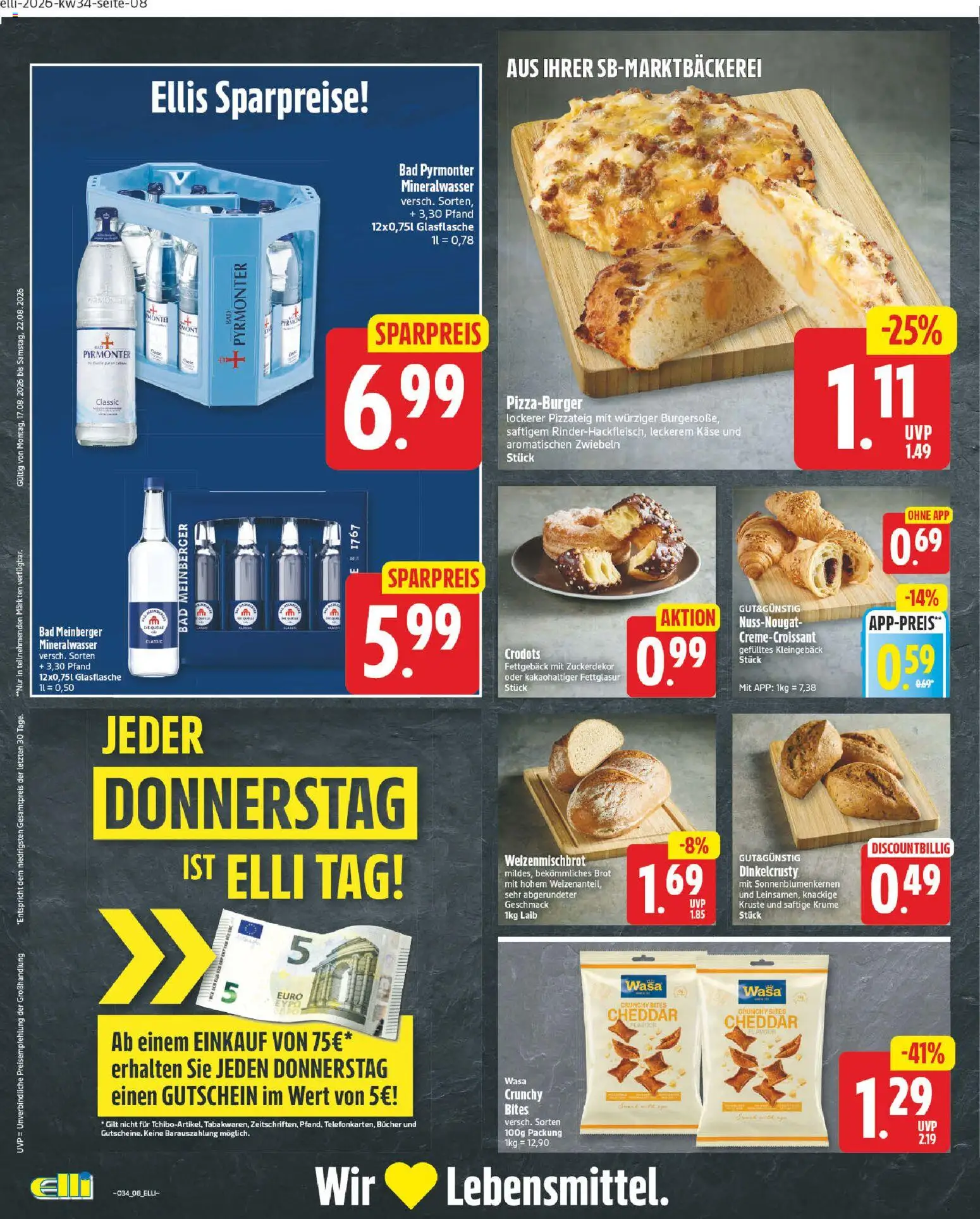 Elli Markt Prospekt Delbrück – gültig ab 17.08.2026 | Seite: 8 | Produkte: Bad, Mineralwasser, Zwiebeln, Brot