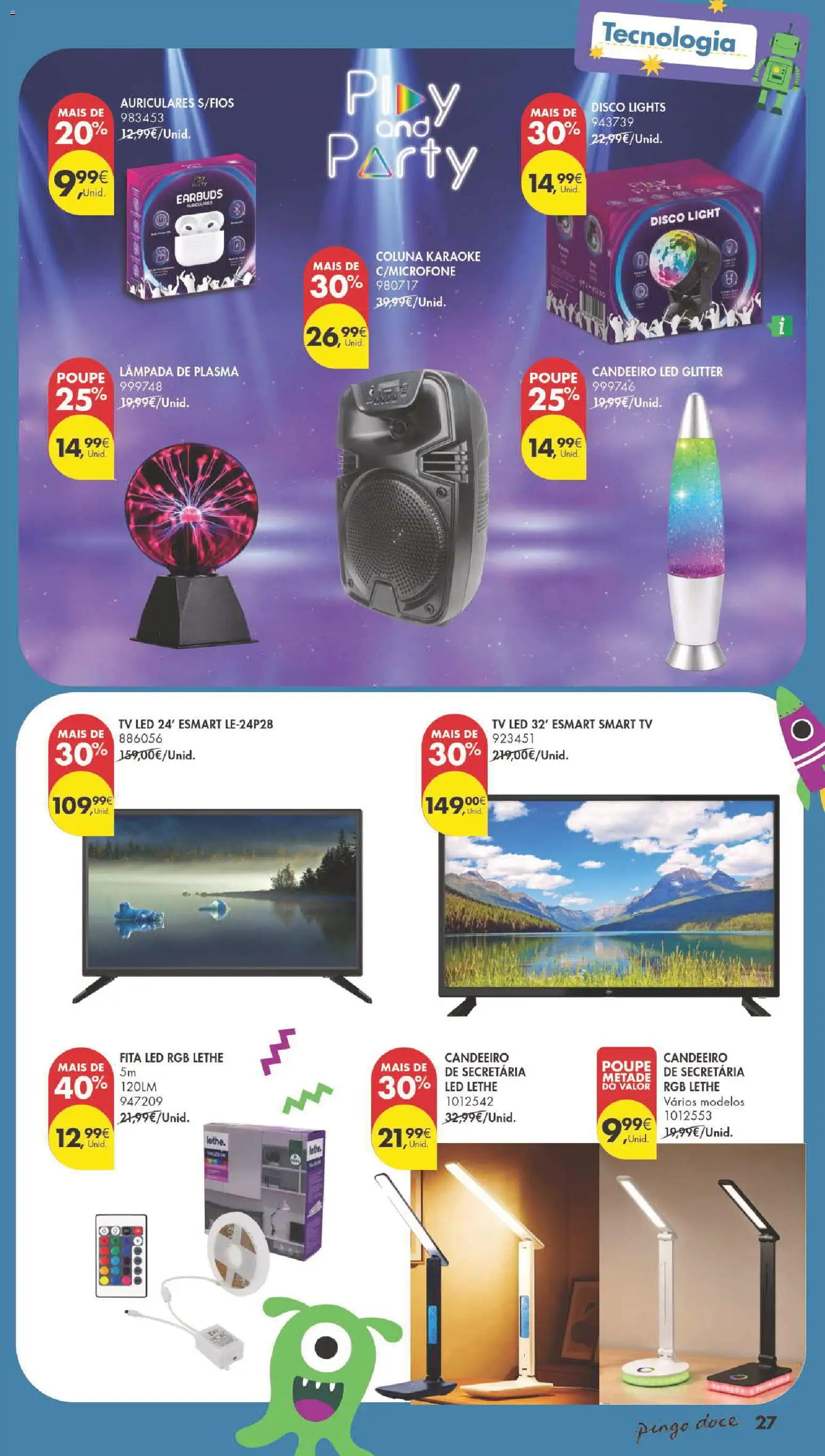 Pingo Doce Regresso às Aulas 2026 Hipers │ válido de 04/08/2026 | Página: 27 | Produtos: Candeeiro, Tv led