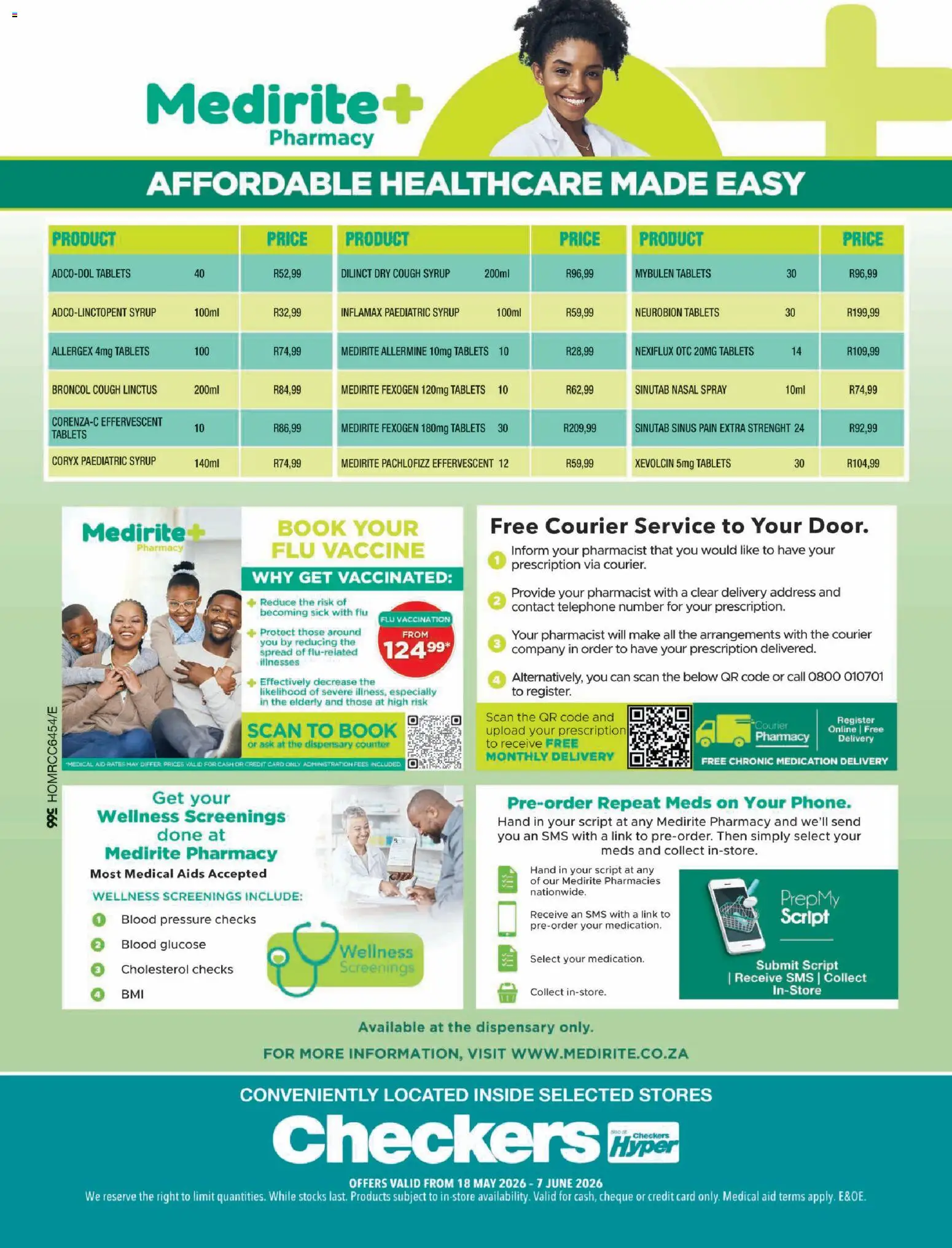New Checkers catalogue – valid from 18.05.2026 | Page: 4 | Products: Cough syrup, Syrup, Nasal spray