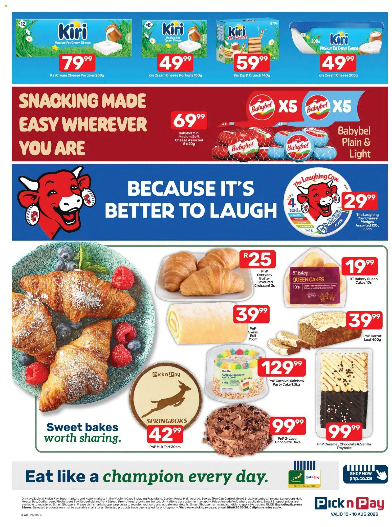New Pick n Pay catalogue – valid from 10/08/2026 | Page: 4 | Products: Cap, Cream cheese, Bakery, Light