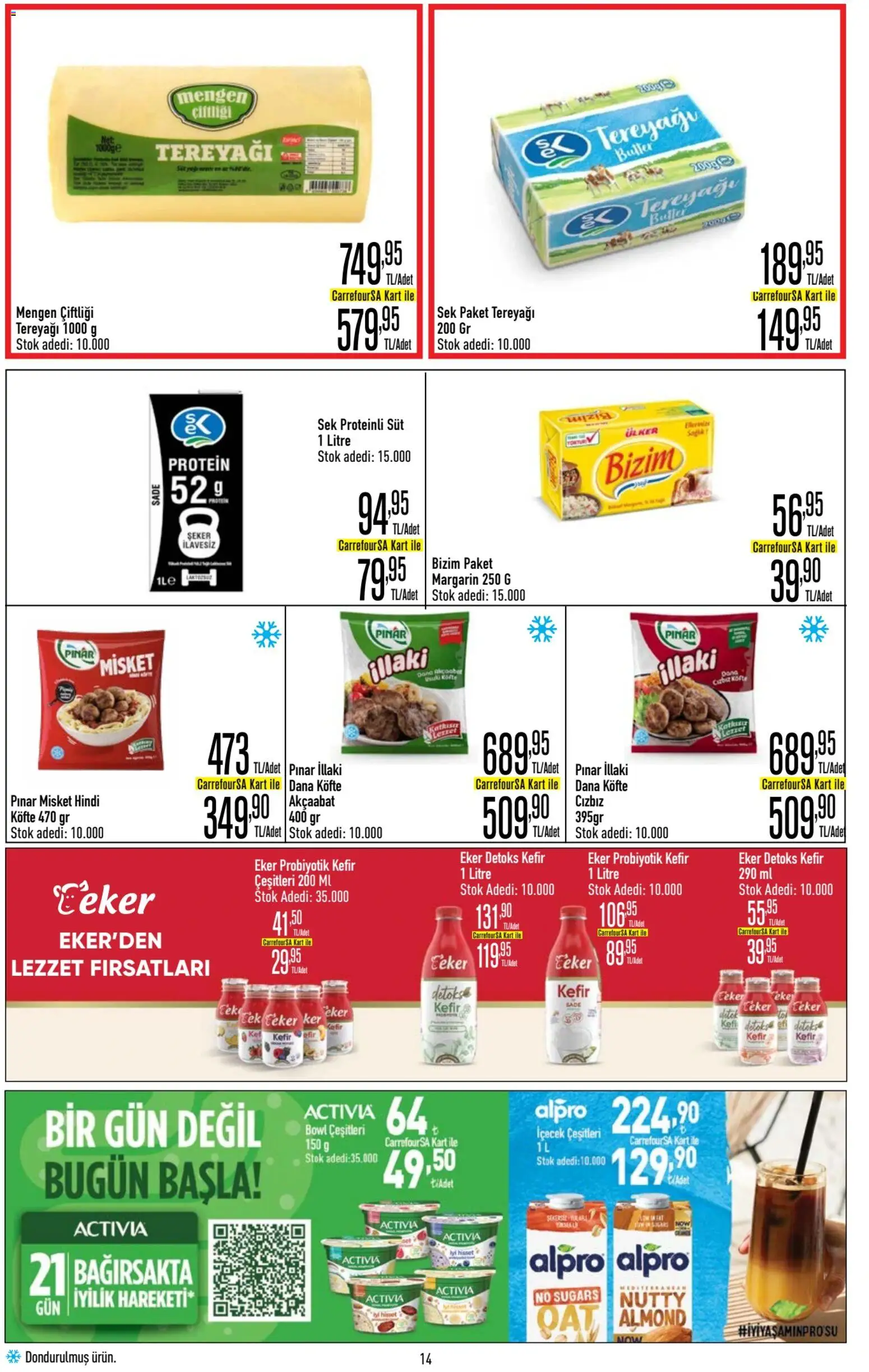 CarrefourSA Katalog - 11.06.2026 tarihinden itibaren geçerlidir | Sayfa: 14 | Ürünler: Kefir, Süt, Tereyağı, Şeker