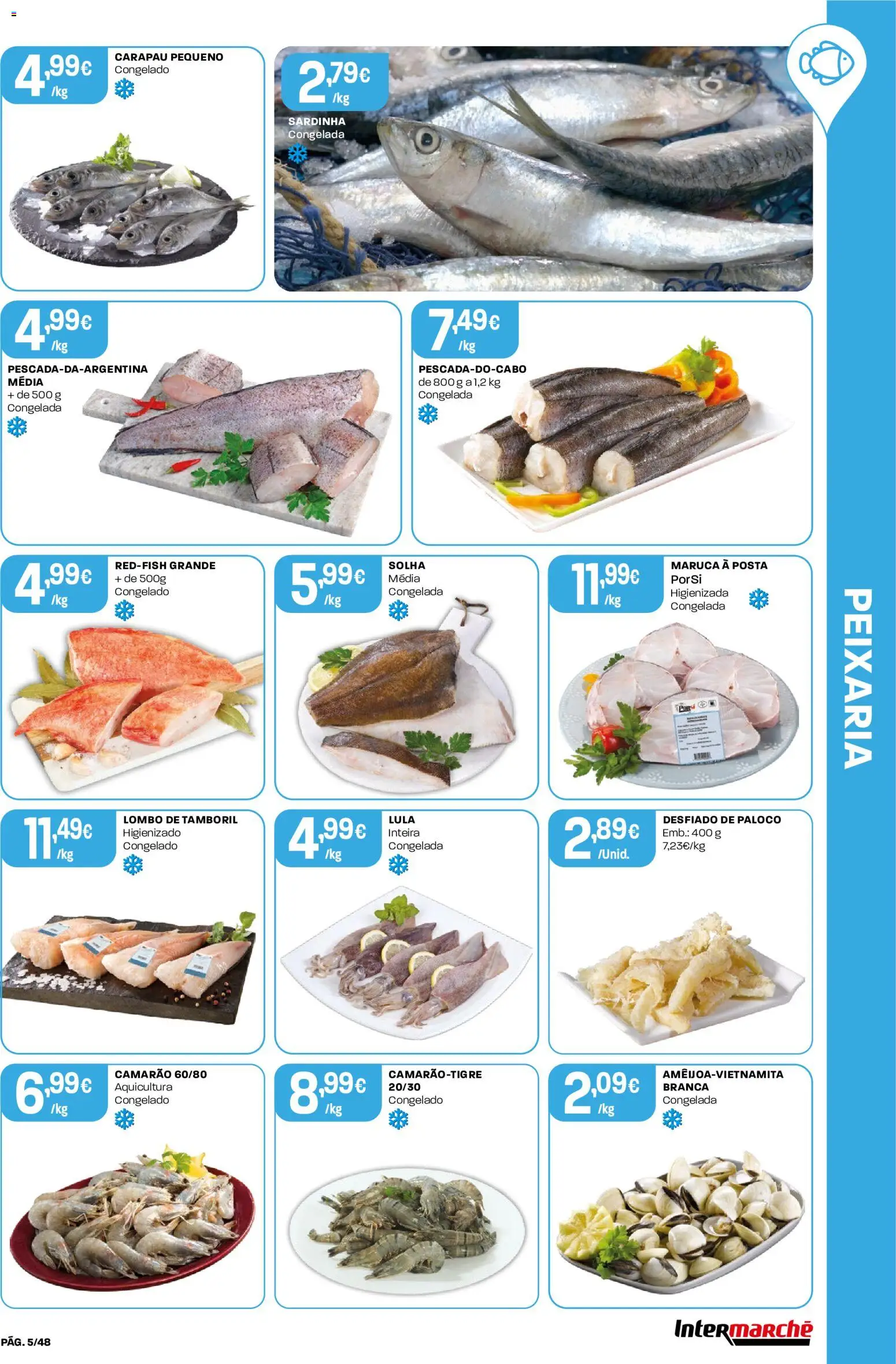 Intermarché folheto │ válido de 11.06.2026 | Página: 5 | Produtos: Camarão, Lombo, Tamboril