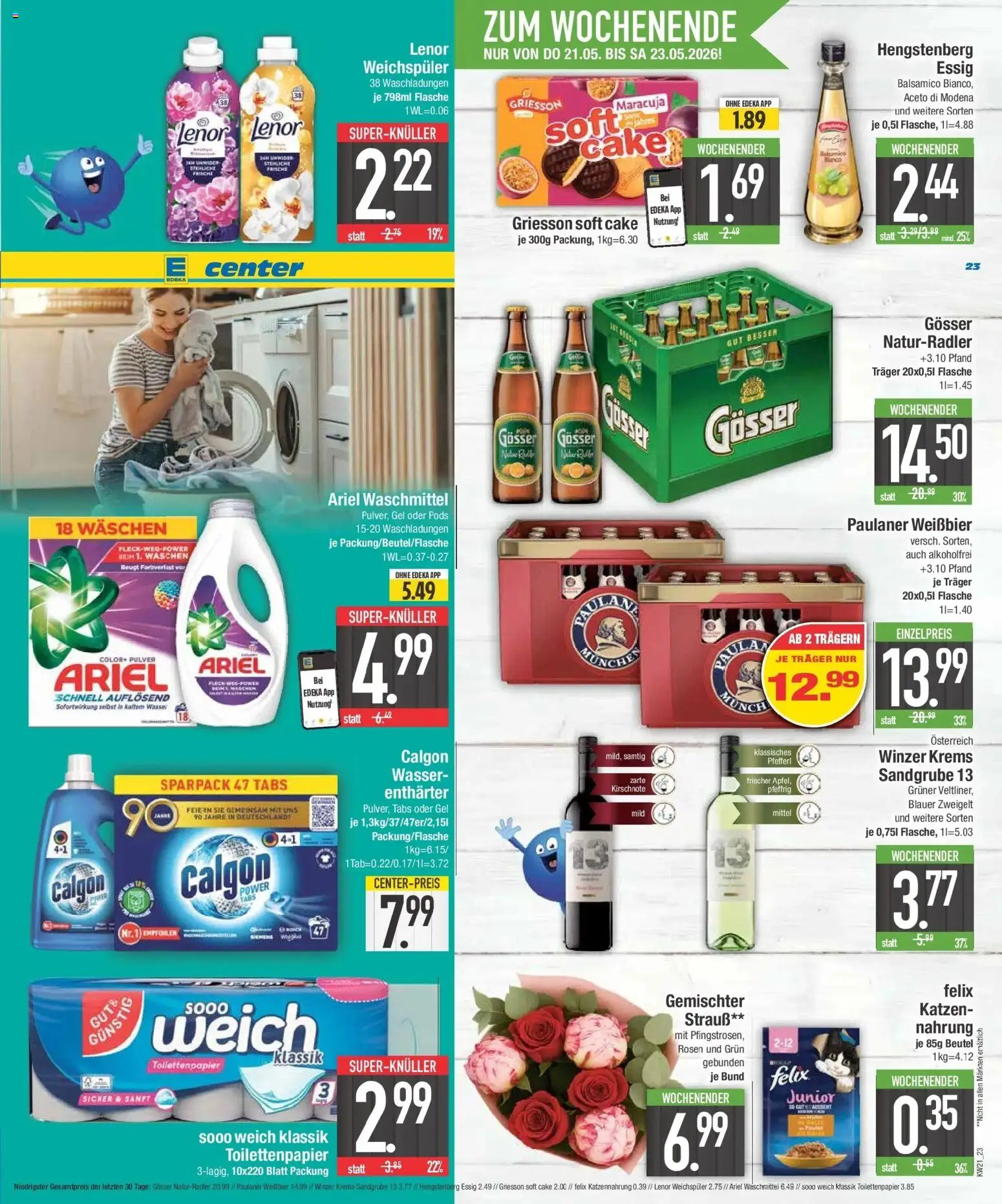 E center Prospekt Meitingen – gültig ab 17.05.2026 | Seite: 24 | Produkte: Weißbier, Weichspüler, Waschmittel, Paulaner