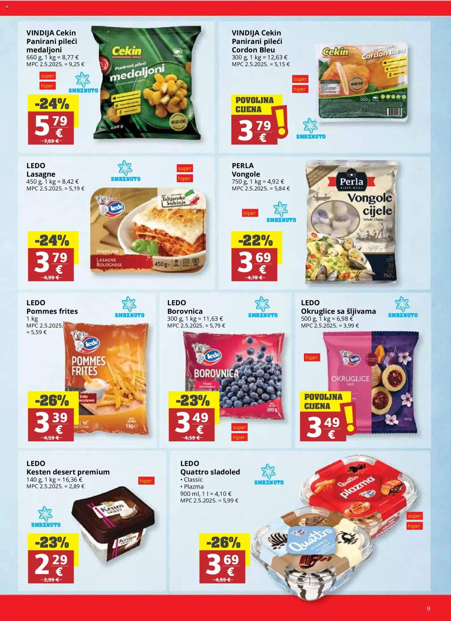 Ribola katalog | vrijedi od 14.10.2026 | Stranica: 9 | Proizvodi: Okruglice, Pileći medaljoni, Ledo, Kuhinja