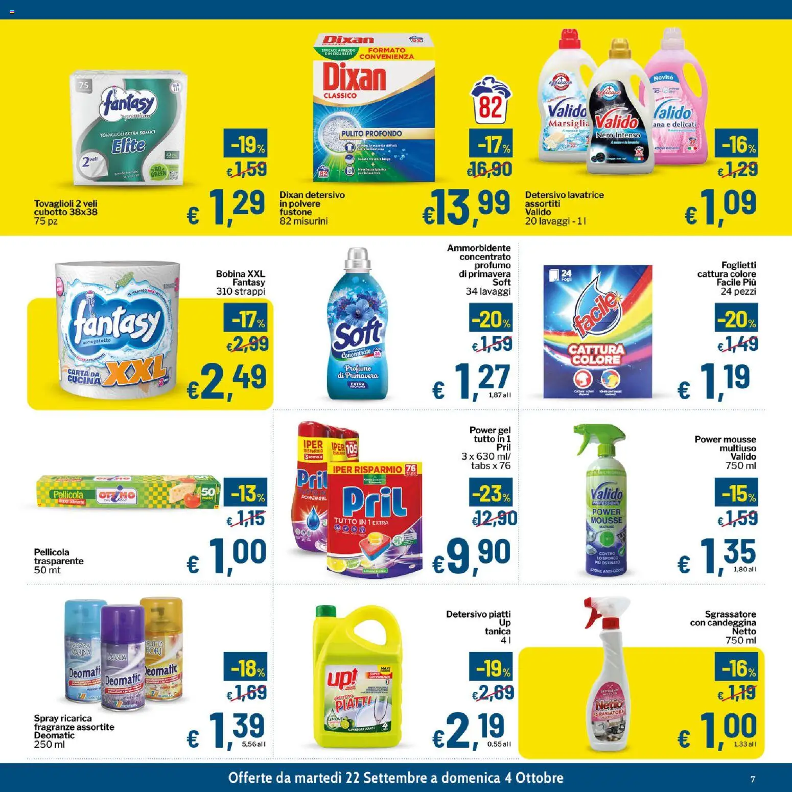 Volantino Qui Discount del 22/09/2026 | Pagina: 7 | Prodotti: Sgrassatore, Lavatrice, Tanica, Profumo