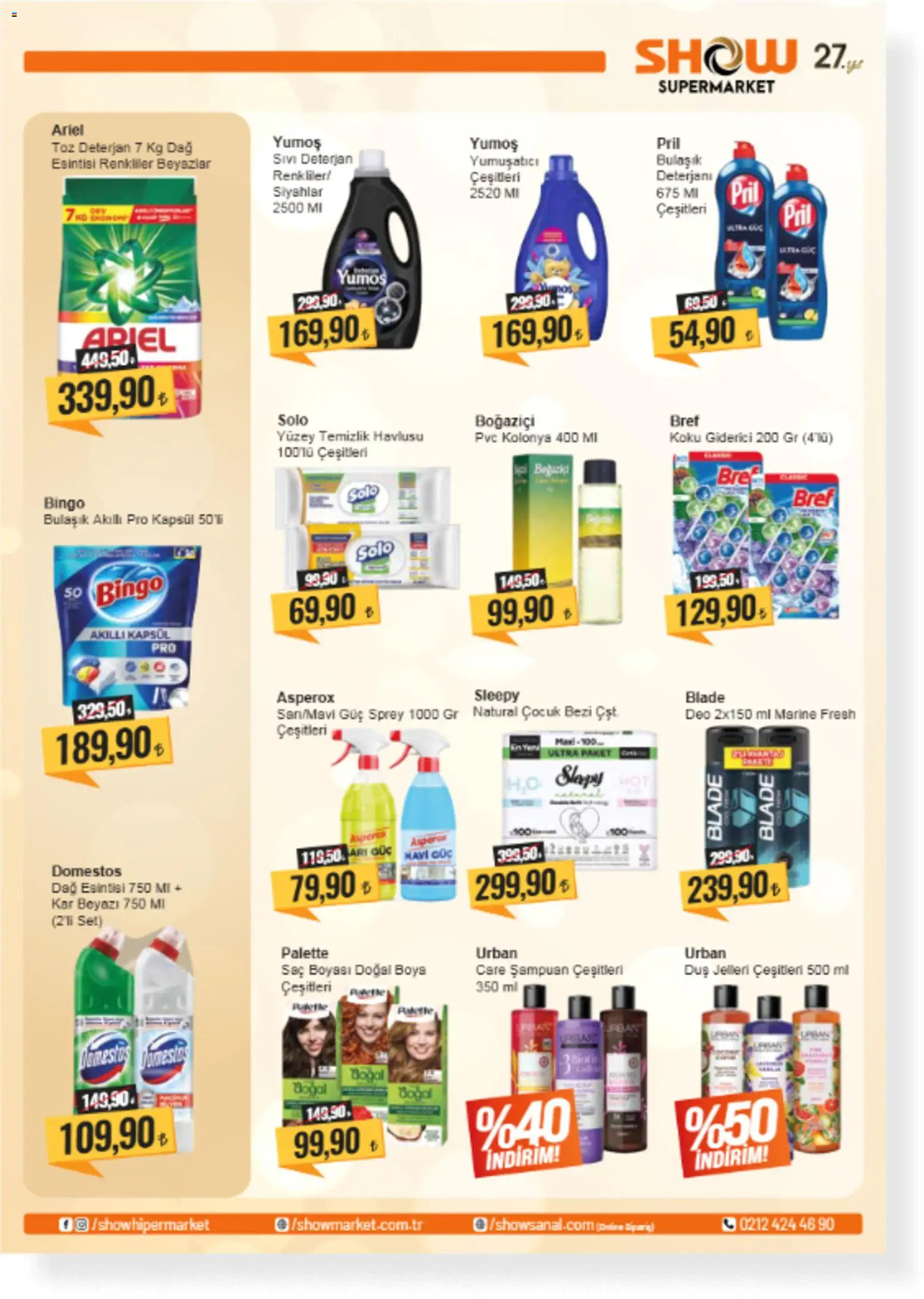 Show Market Katalog - 15.05.2026 tarihinden itibaren geçerlidir | Sayfa: 7 | Ürünler: Şampuan, Yumuşatıcı, Deterjan, Koku