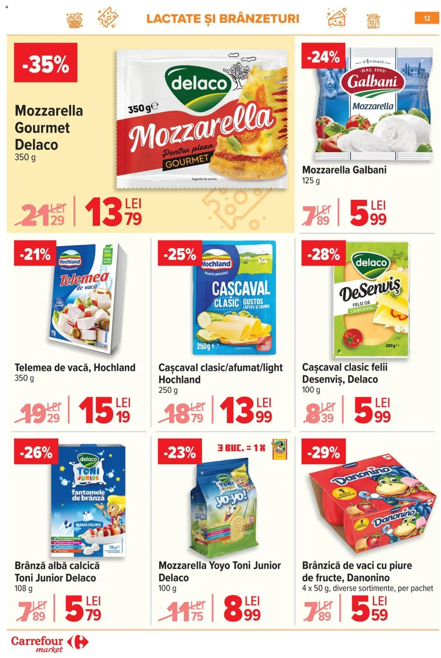 Noul catalog Carrefour – valabil de la 20.05.2026 | Pagină: 12 | Produse: Light Kedi Konservesi, Cașcaval, Mozzarella, Brânză