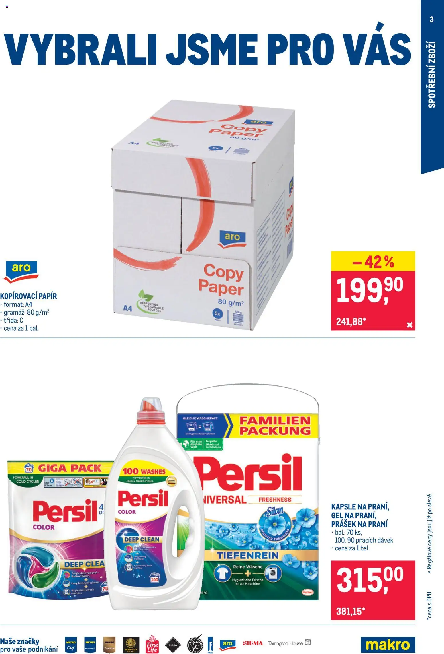 Makro leták - Nepotravinové zboží od 12.08.2026 | Strana: 3 | Produkty: Prášek na praní, Kapsle, Silan, Persil