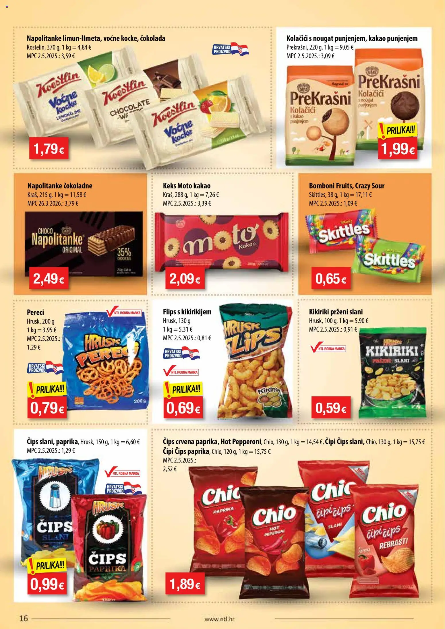 NTL katalog | vrijedi od 05.08.2026 | Stranica: 16 | Proizvodi: Flips, Čokolada, Kikiriki, Kakao
