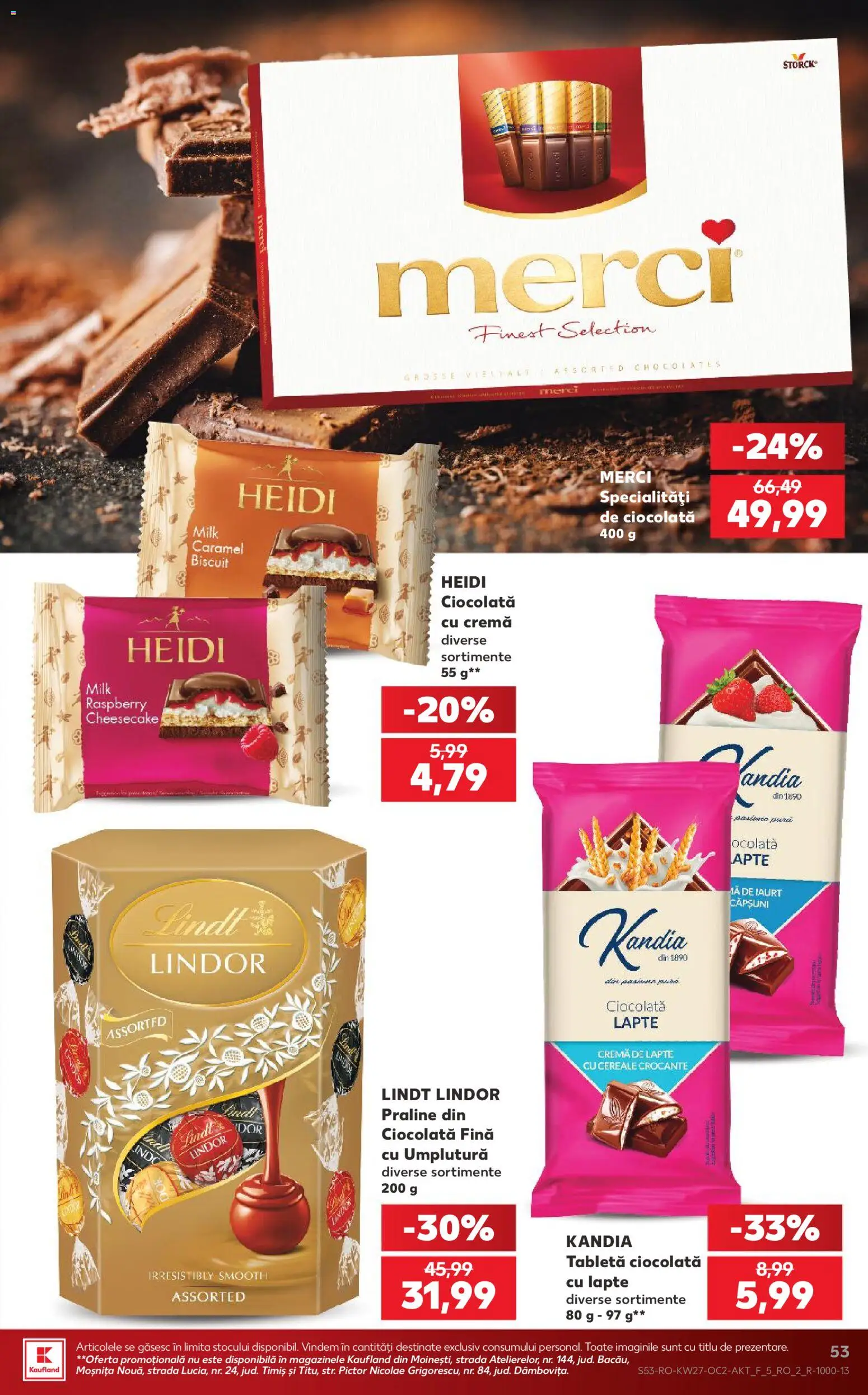 Noul catalog Kaufland – valabil de la 01.07.2026 | Pagină: 53 | Produse: Praline, Lapte, Cremă, Cereale