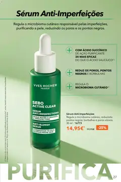 Pré-visualização Sérum Anti-Imperfeições, Regula o microbioma cutâneo, reduzindo pontos negros, borbulhas e poros visíveis. 30 ml - 16773 válido de 03/06/2026 | Página: 27
