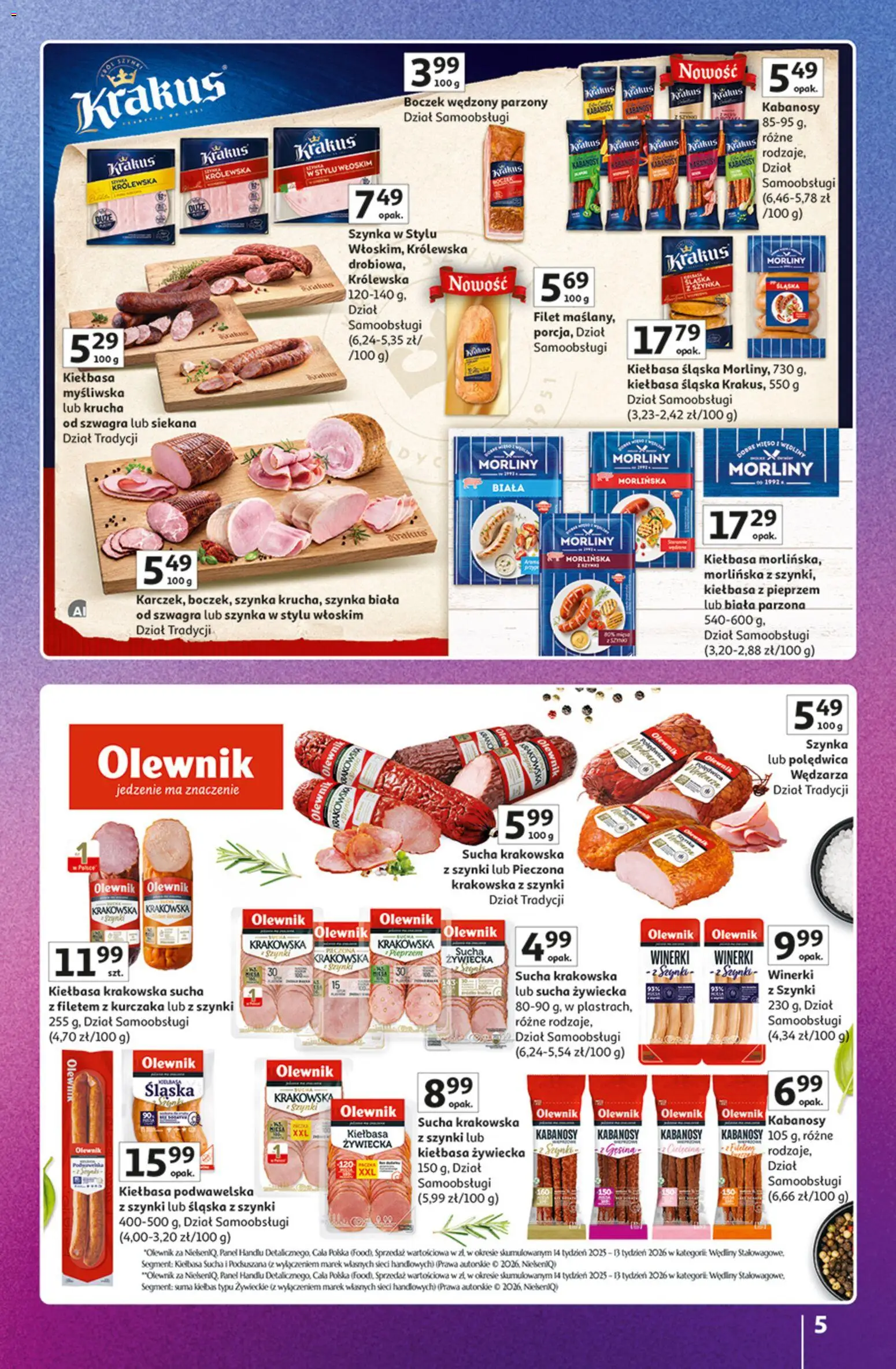 Auchan gazetka - Znane marki od 15.10.2026 | Strona: 5 | Produkty: Boczek wędzony parzony, Szynka, Boczek, Kiełbasa podwawelska