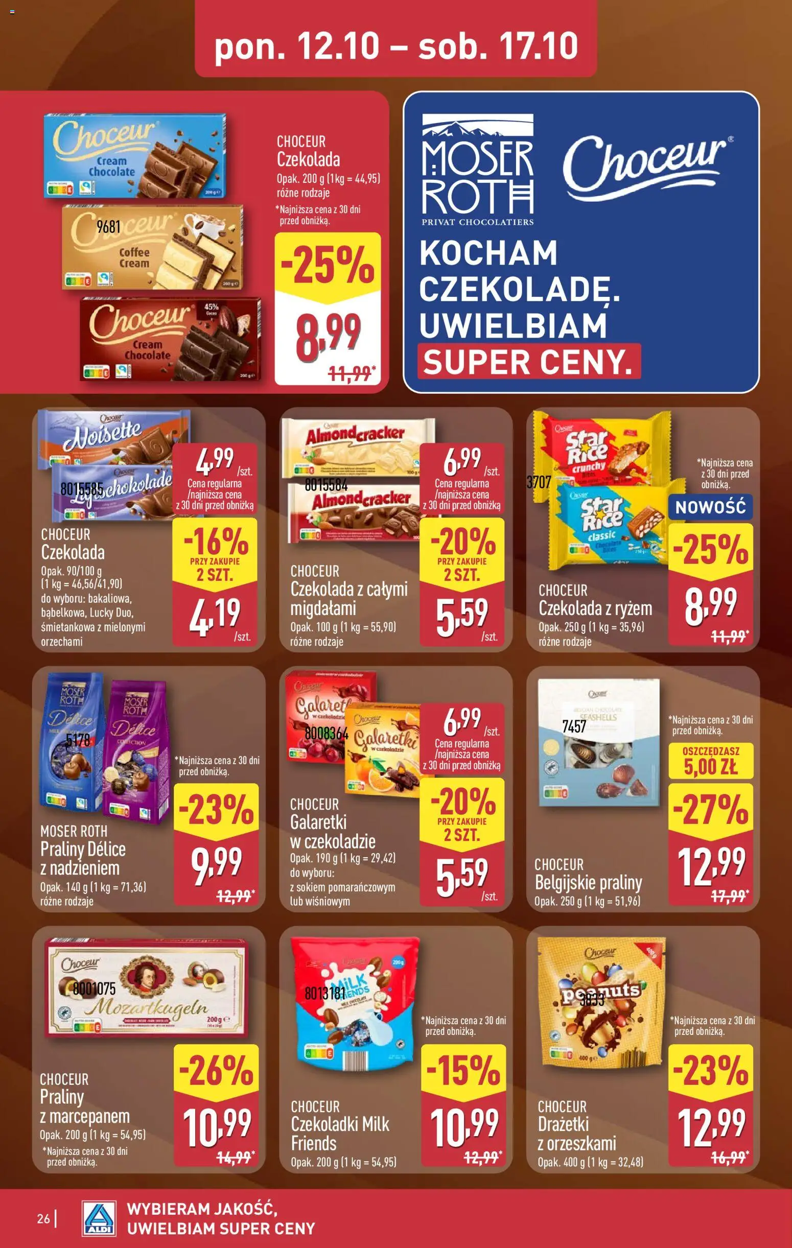 Aldi gazetka od 12.10.2026 | Strona: 26 | Produkty: Galaretki, Czekoladki, Praliny, Czekolada