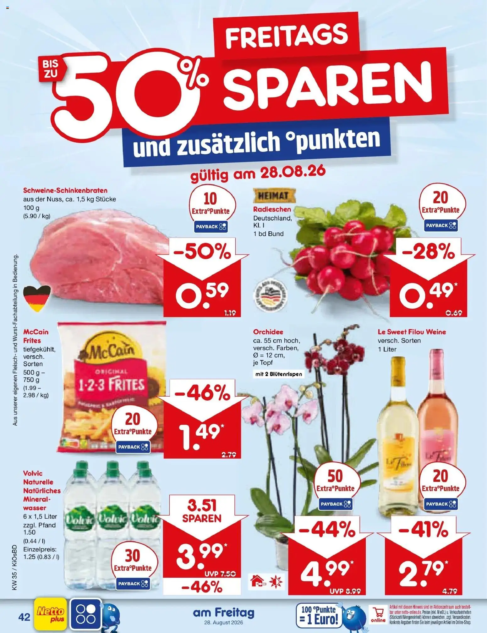 Netto Marken-Discount Prospekt Mistelbach – gültig ab 24.08.2026 | Seite: 56 | Produkte: Orchidee, McCain, Wasser, Fleisch