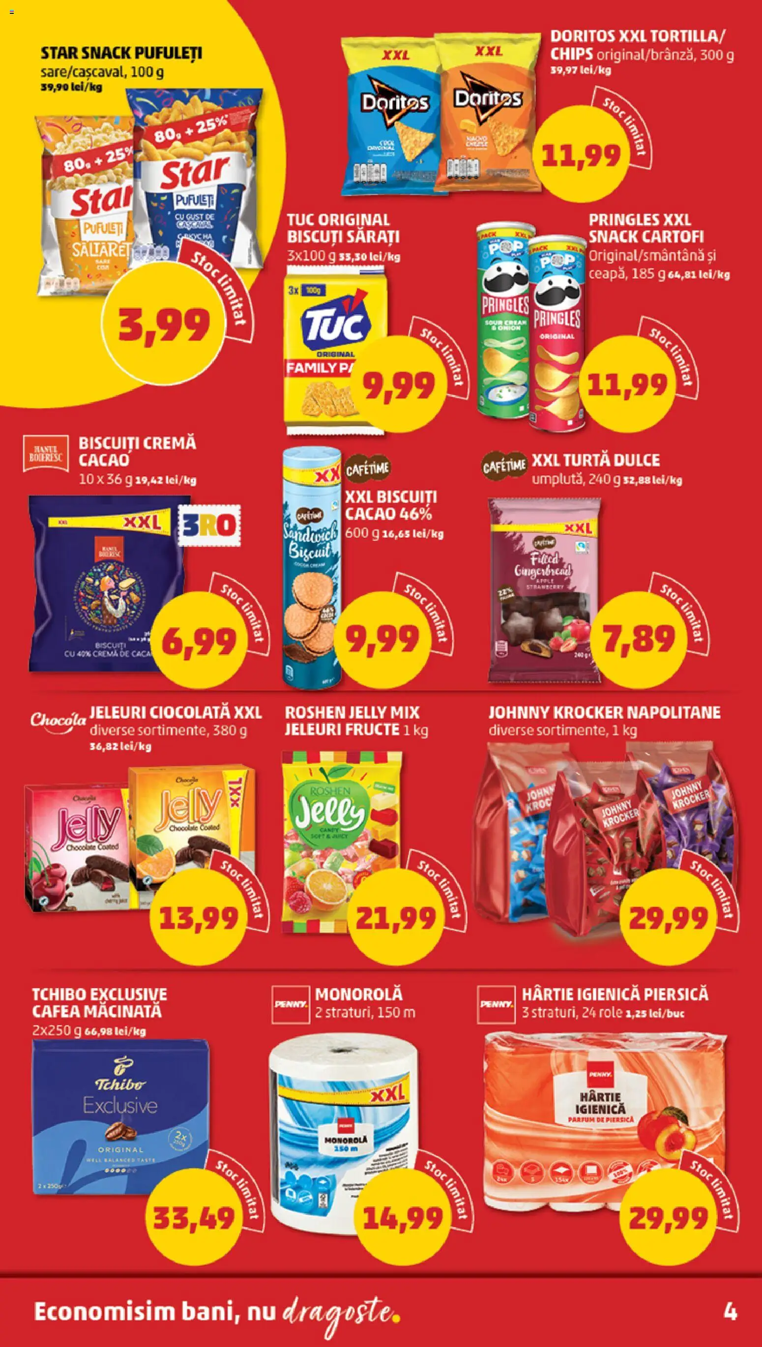Noul catalog PENNY – valabil de la 15.07.2026 | Pagină: 4 | Produse: Pringles, Napolitane, Biscuiți, Cartofi