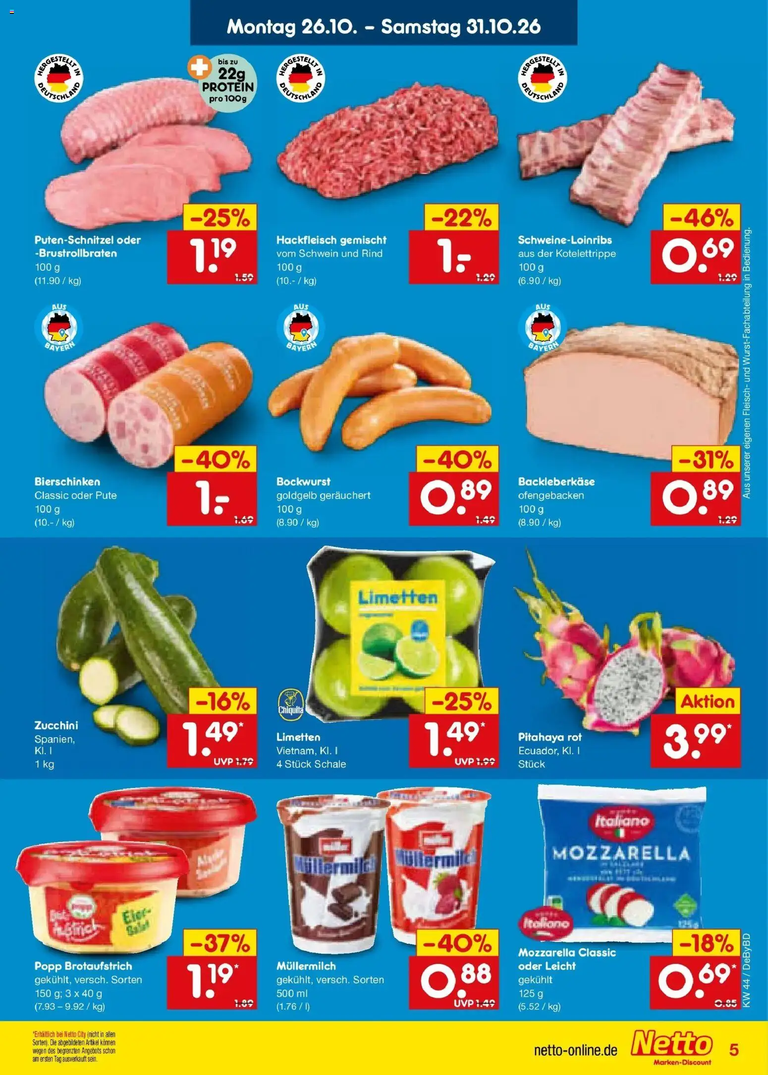 Netto Marken-Discount Prospekt Buttenwiesen – gültig ab 26.10.2026 | Seite: 7 | Produkte: Pute, Limetten, Zucchini, Hackfleisch