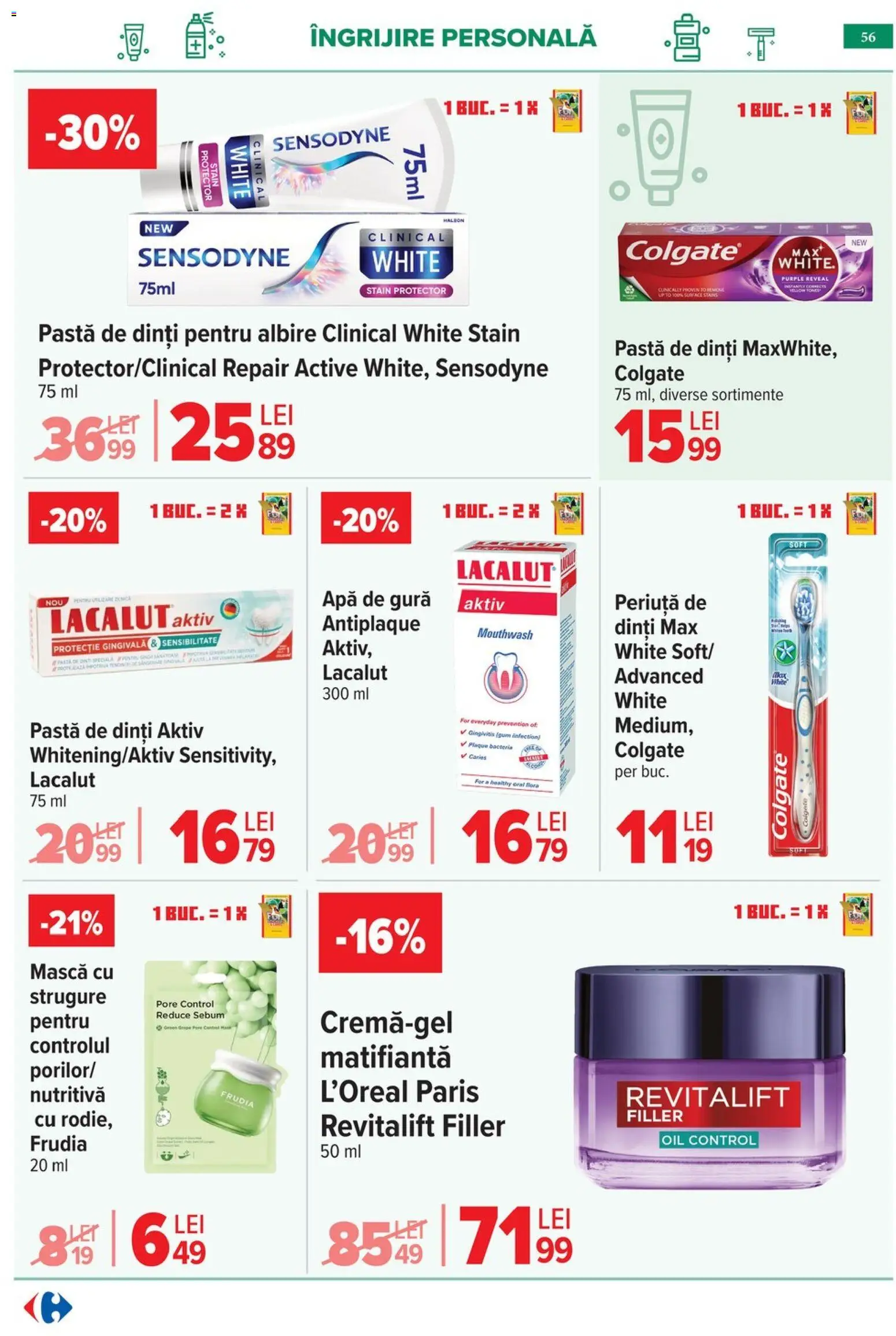 Noul catalog Carrefour – valabil de la 06.05.2026 | Pagină: 59 | Produse: Pară, Pastă de dinți, Apă de gură, Apă